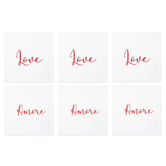 Papersoft Napkins Love/Amore Cocktail Napkins (Pack of 20) - Set of 6