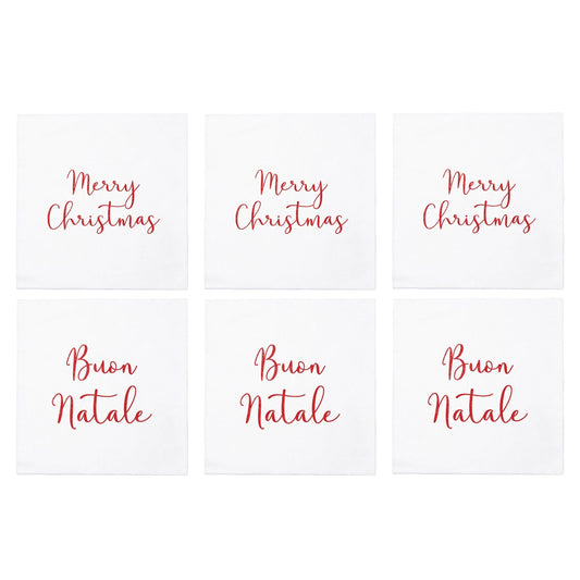 Papersoft Napkins Merry Christmas/Buon Natale Cocktail Napkins (Pack of 20) - Set of 6