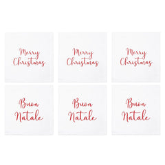 Papersoft Napkins Merry Christmas/Buon Natale Cocktail Napkins (Pack of 20) - Set of 6