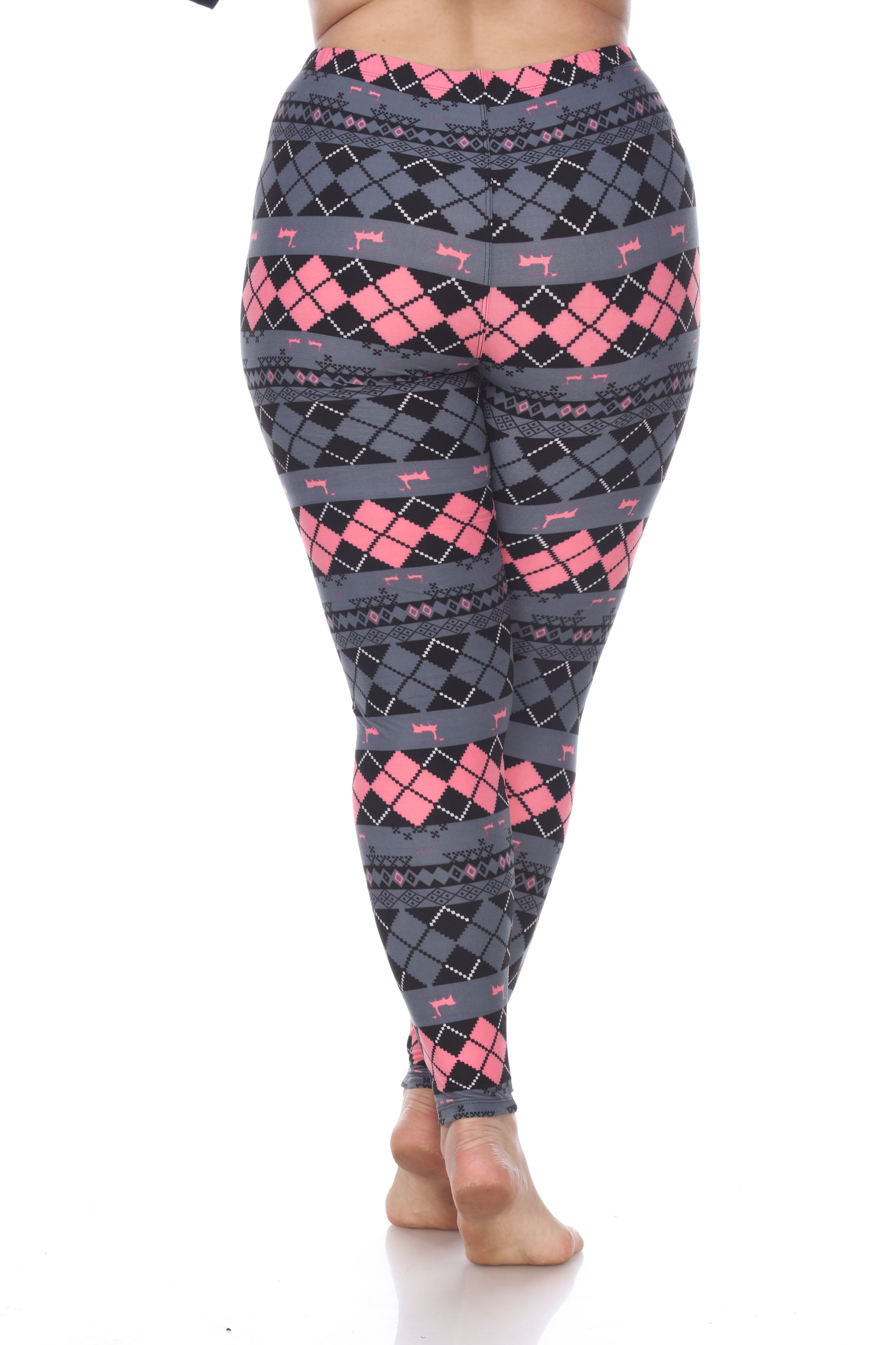  White Mark Plus Size Argyle Print Leggings - one size - Bonton