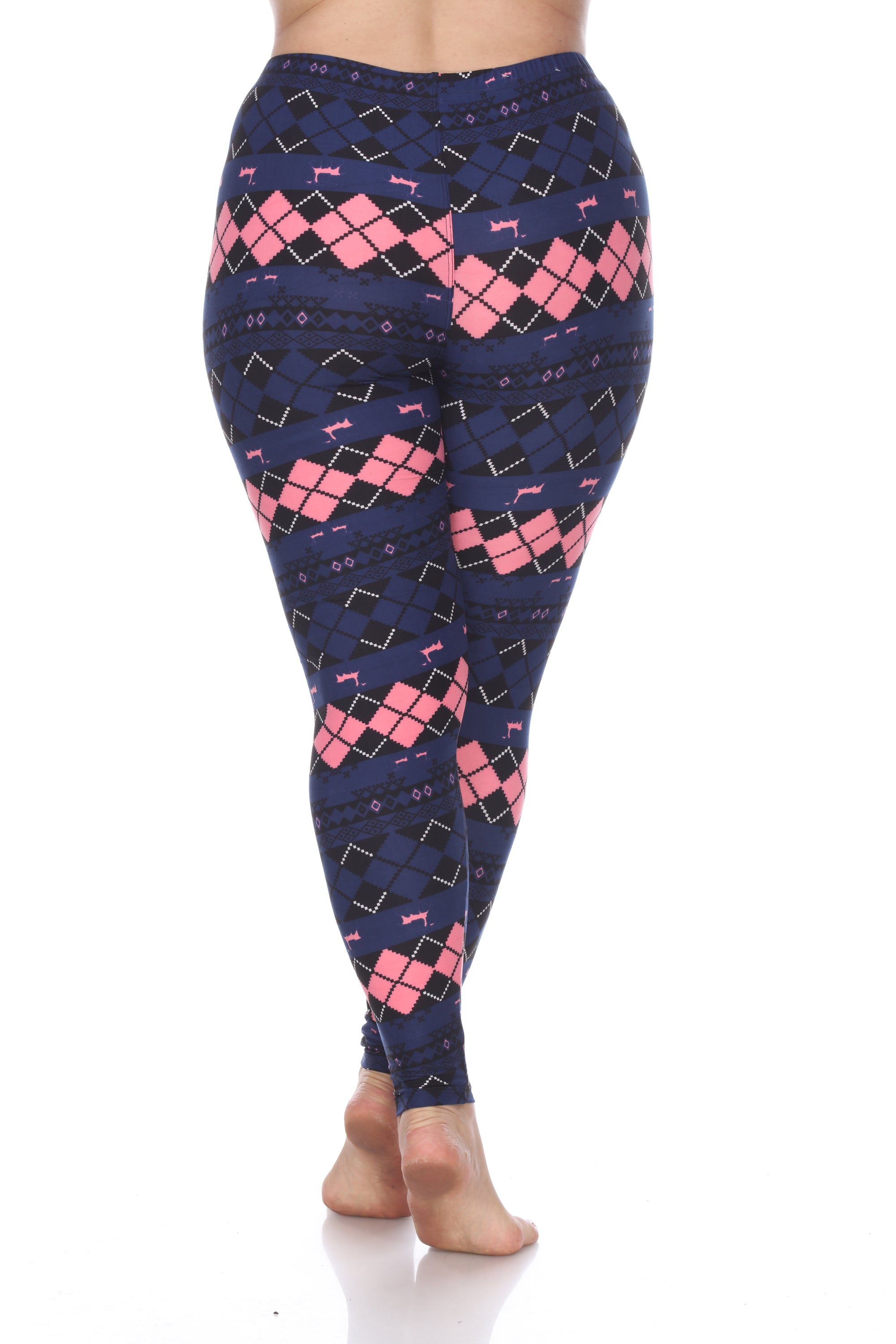  White Mark Plus Size Argyle Print Leggings - one size - Bonton