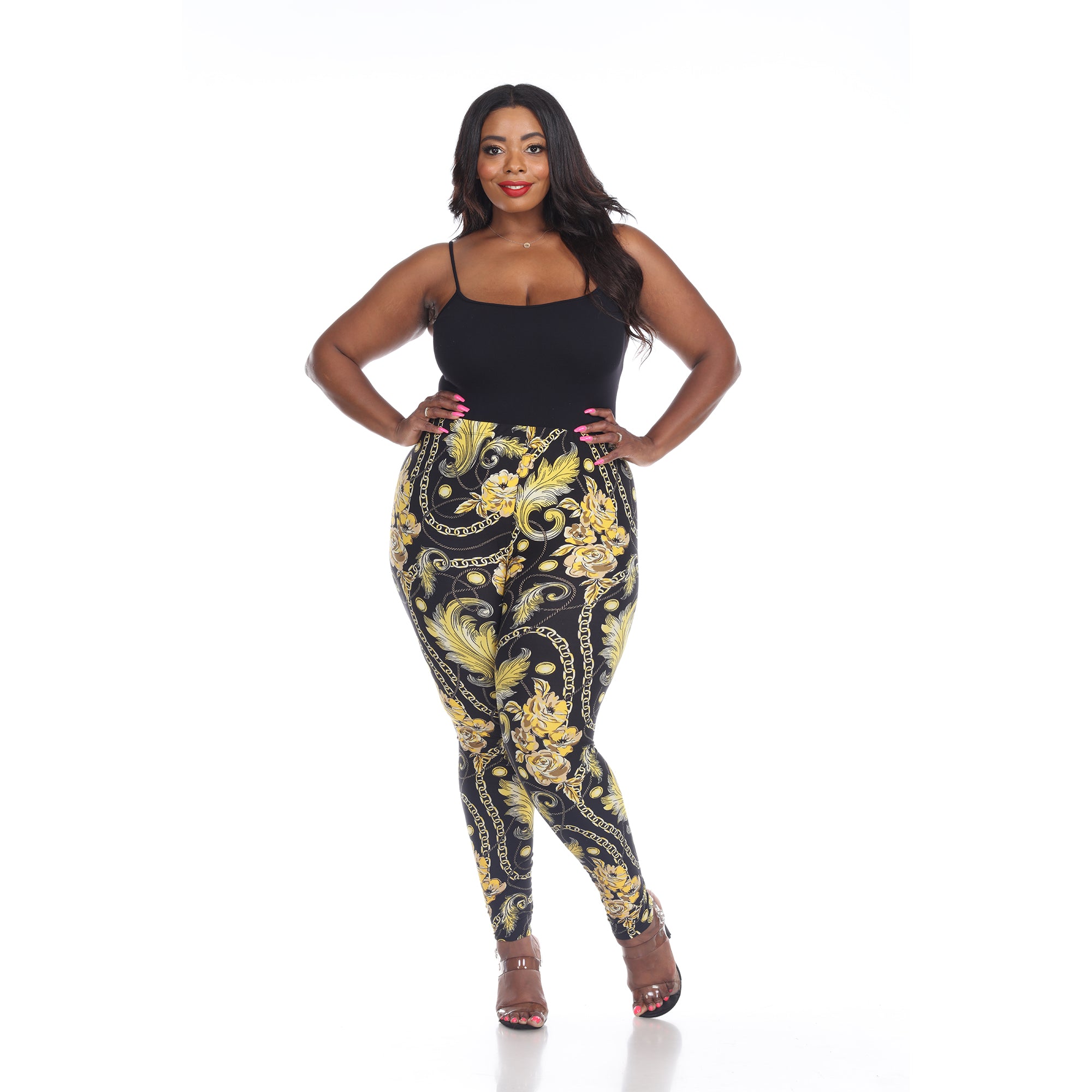  White Mark Plus Size Printed Leggings - one size - Bonton