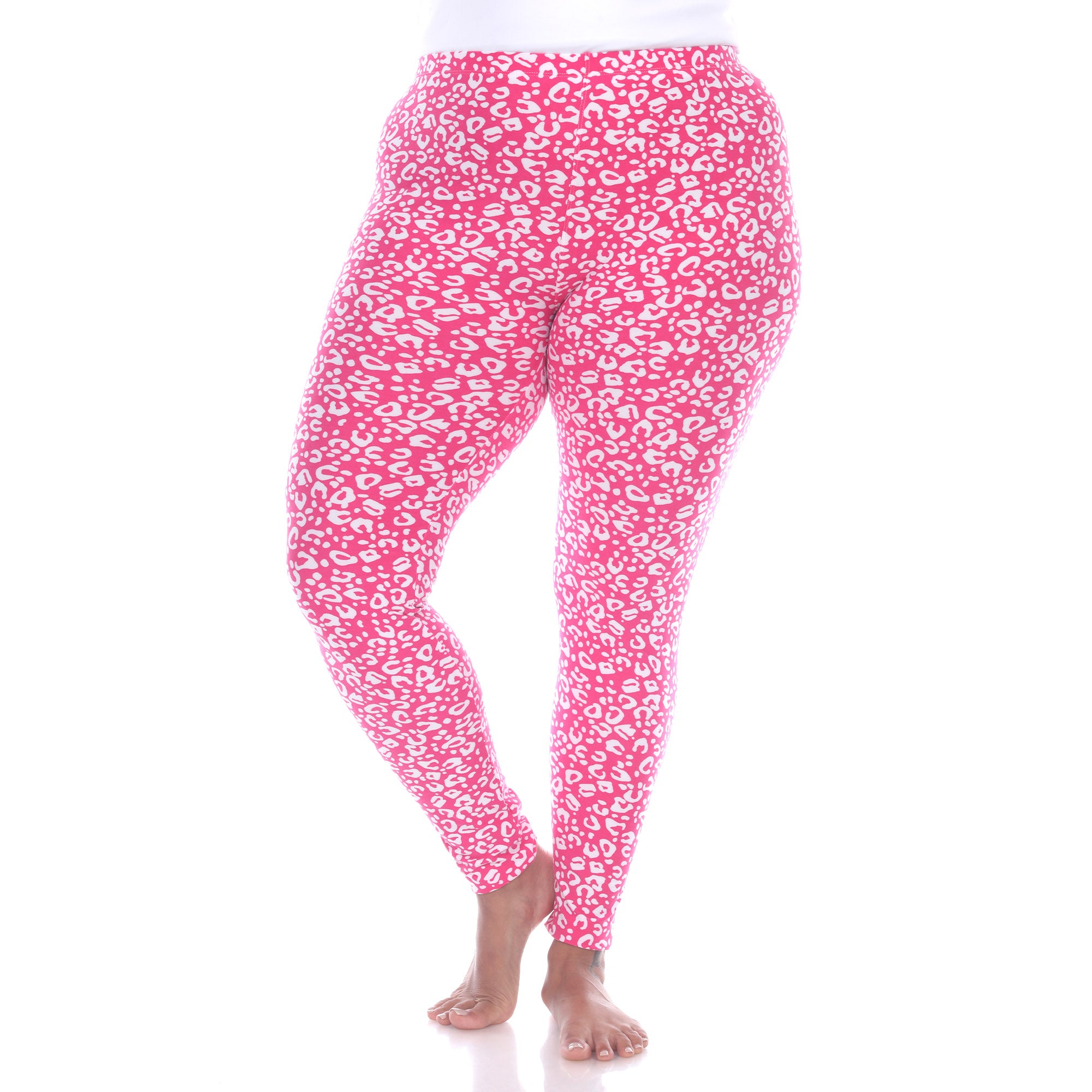  White Mark Plus Size Super Soft Leopard Printed Leggings - one size - Bonton