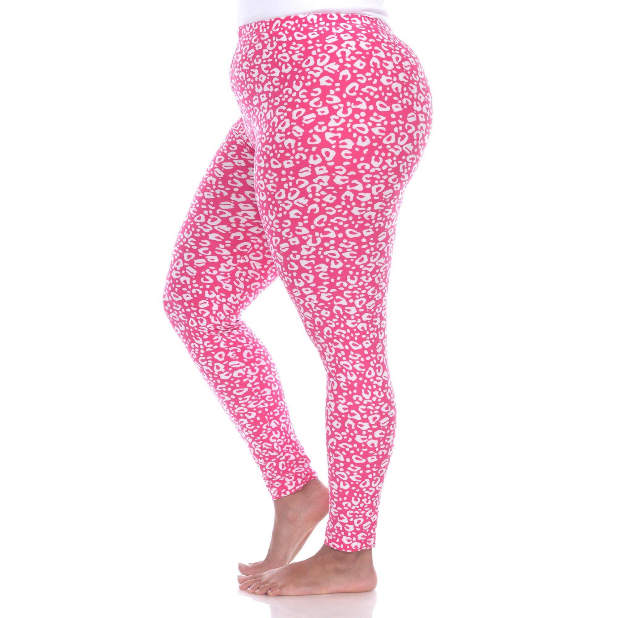  White Mark Plus Size Super Soft Leopard Printed Leggings - one size - Bonton