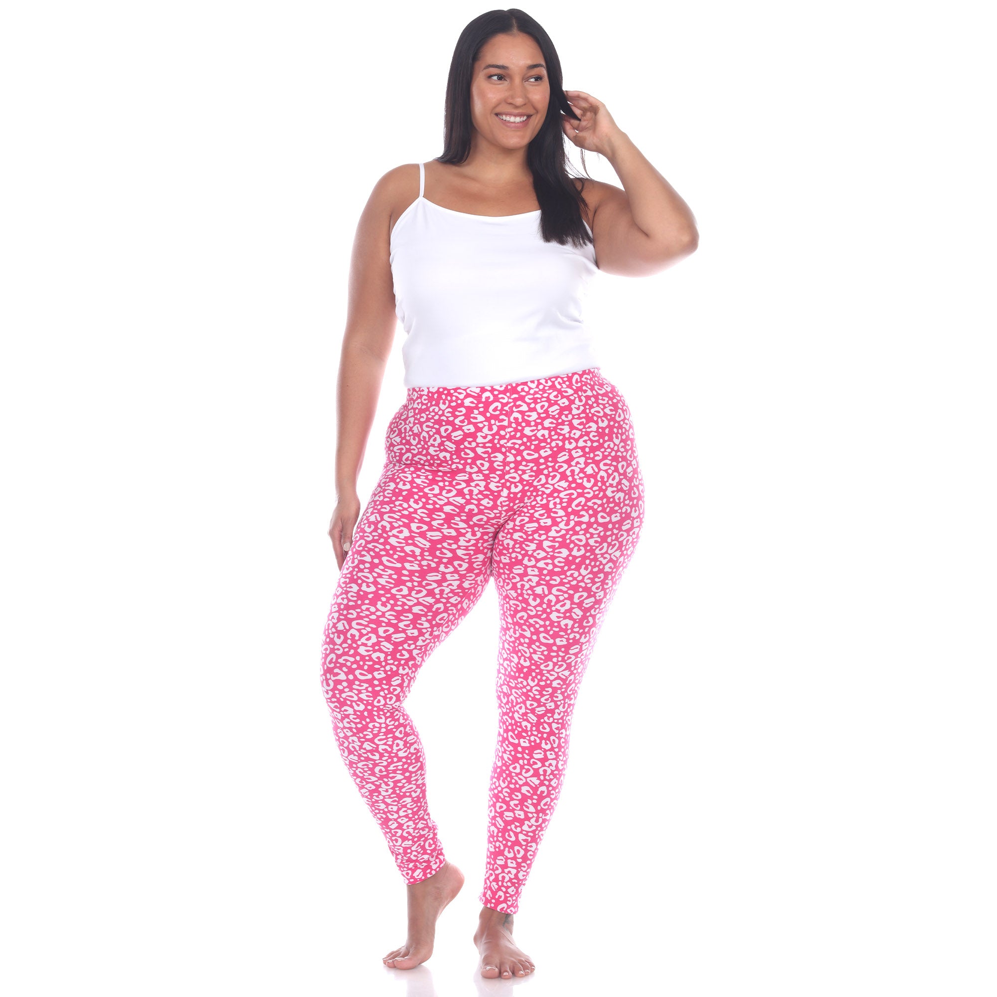  White Mark Plus Size Super Soft Leopard Printed Leggings - one size - Bonton