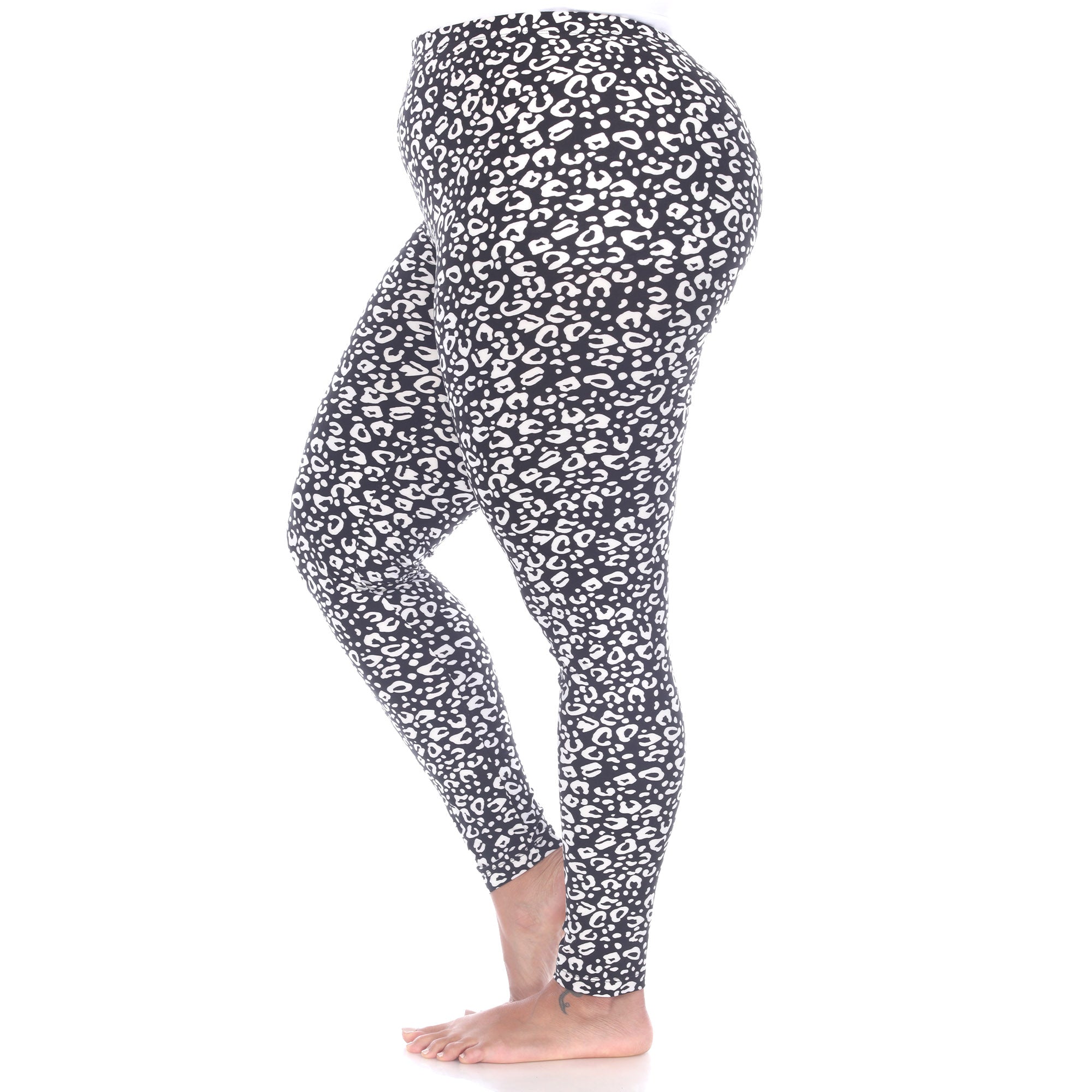  White Mark Plus Size Super Soft Leopard Printed Leggings - one size - Bonton
