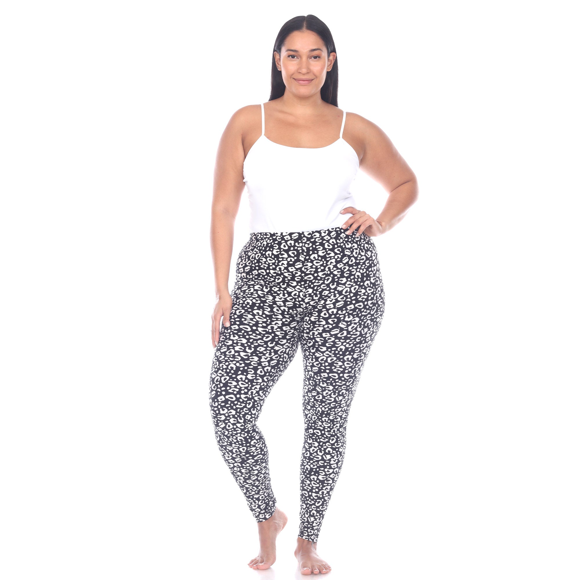  White Mark Plus Size Super Soft Leopard Printed Leggings - one size - Bonton