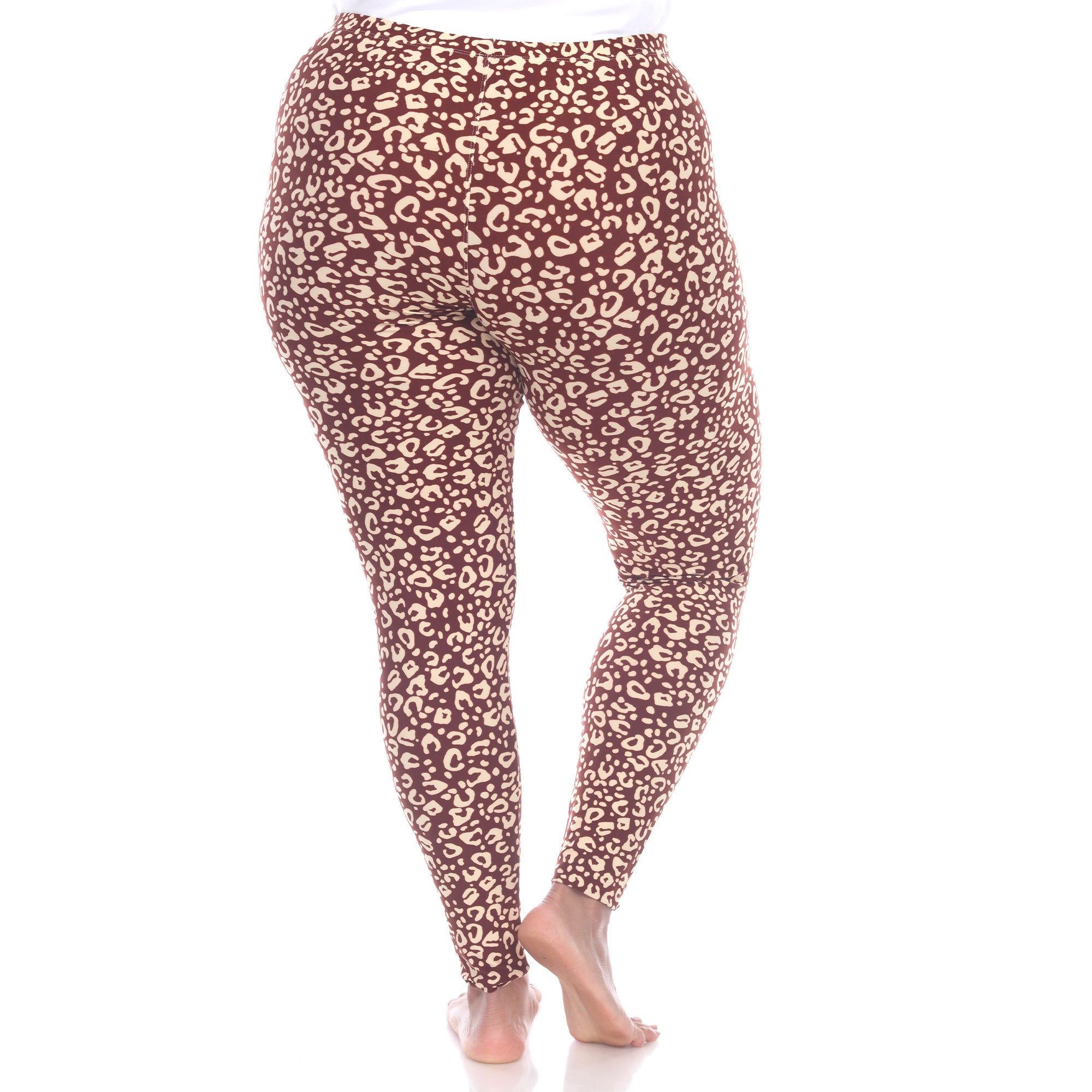  White Mark Plus Size Super Soft Leopard Printed Leggings - one size - Bonton