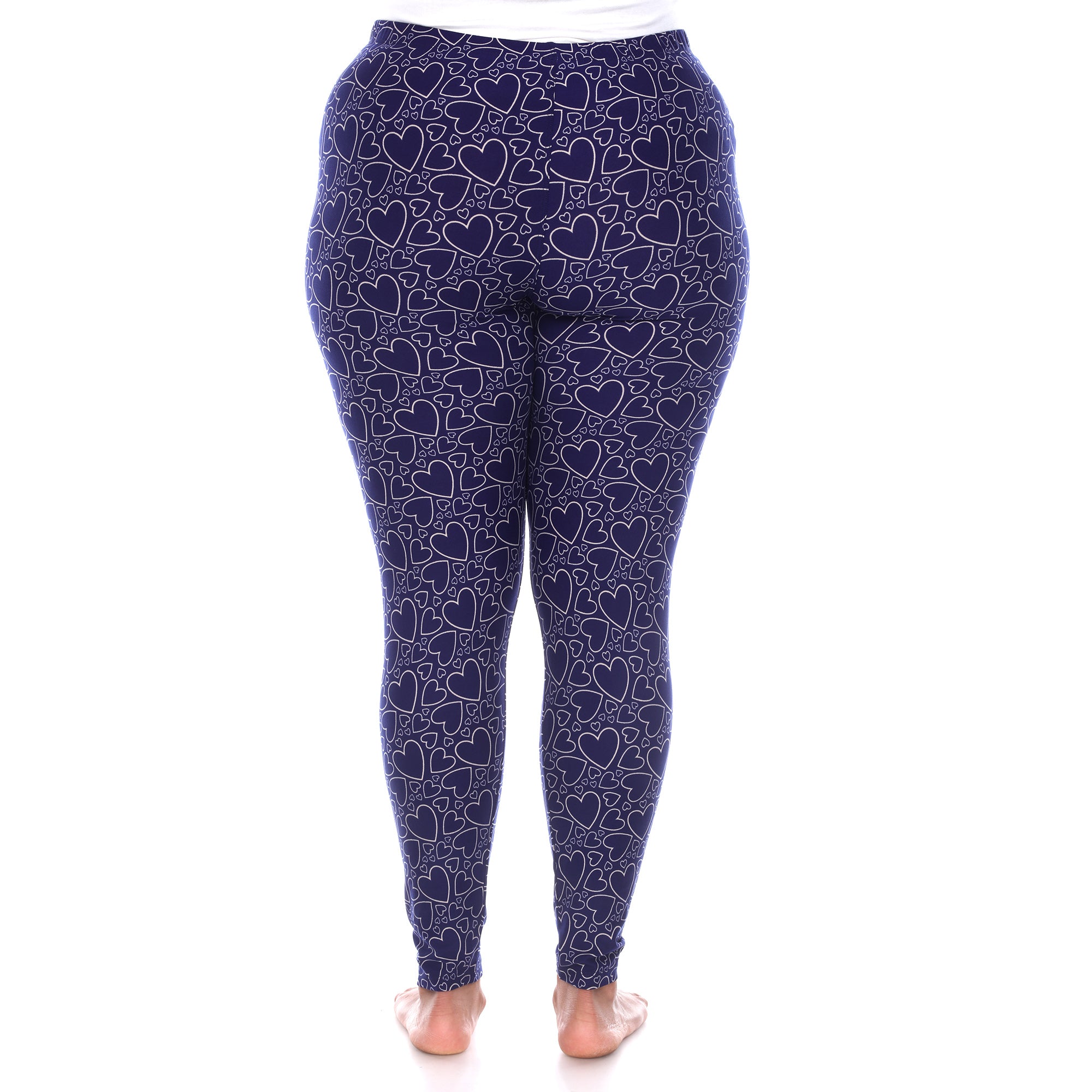  White Mark Plus Size Super Soft Heart Printed Leggings - one size - Bonton