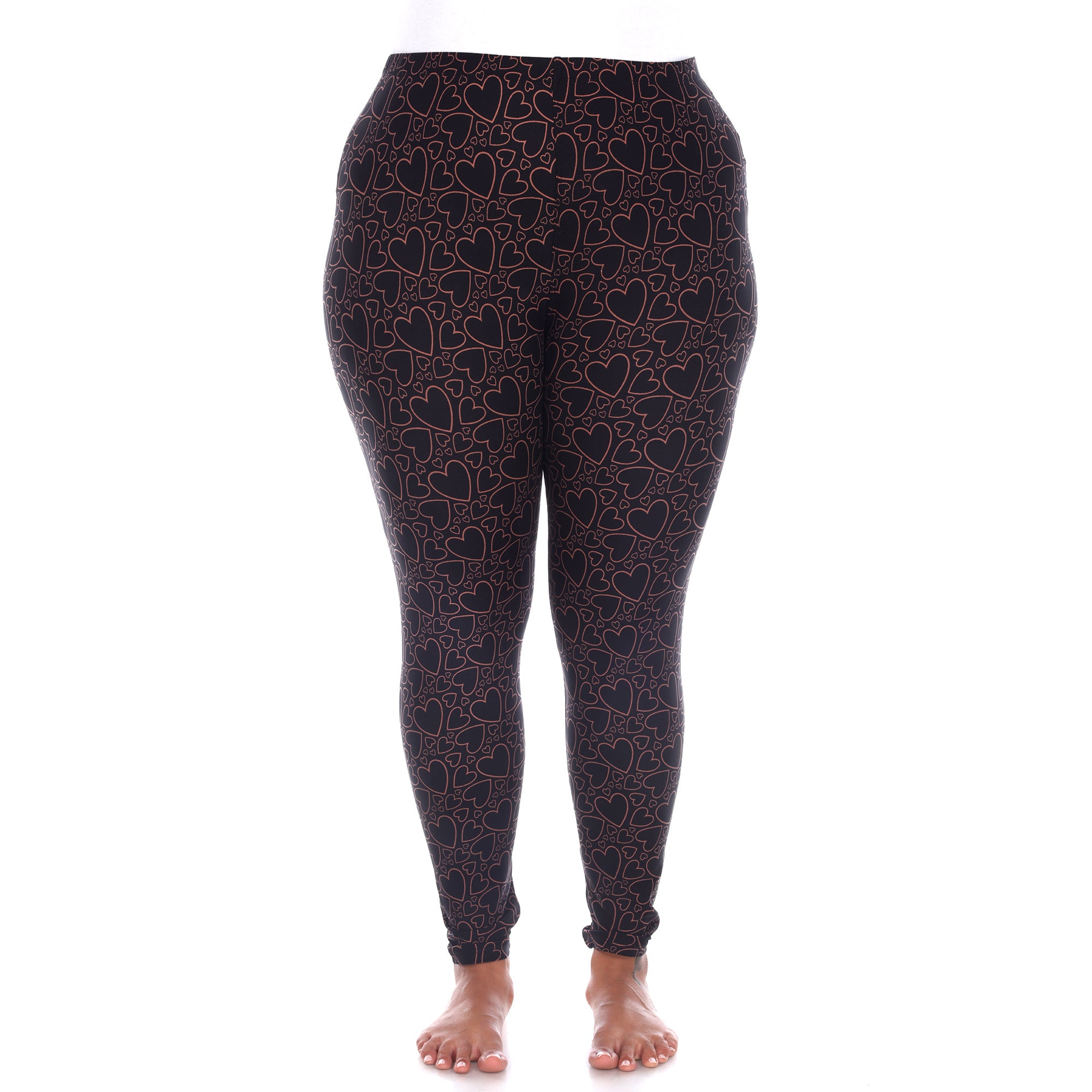  White Mark Plus Size Super Soft Heart Printed Leggings - one size - Bonton