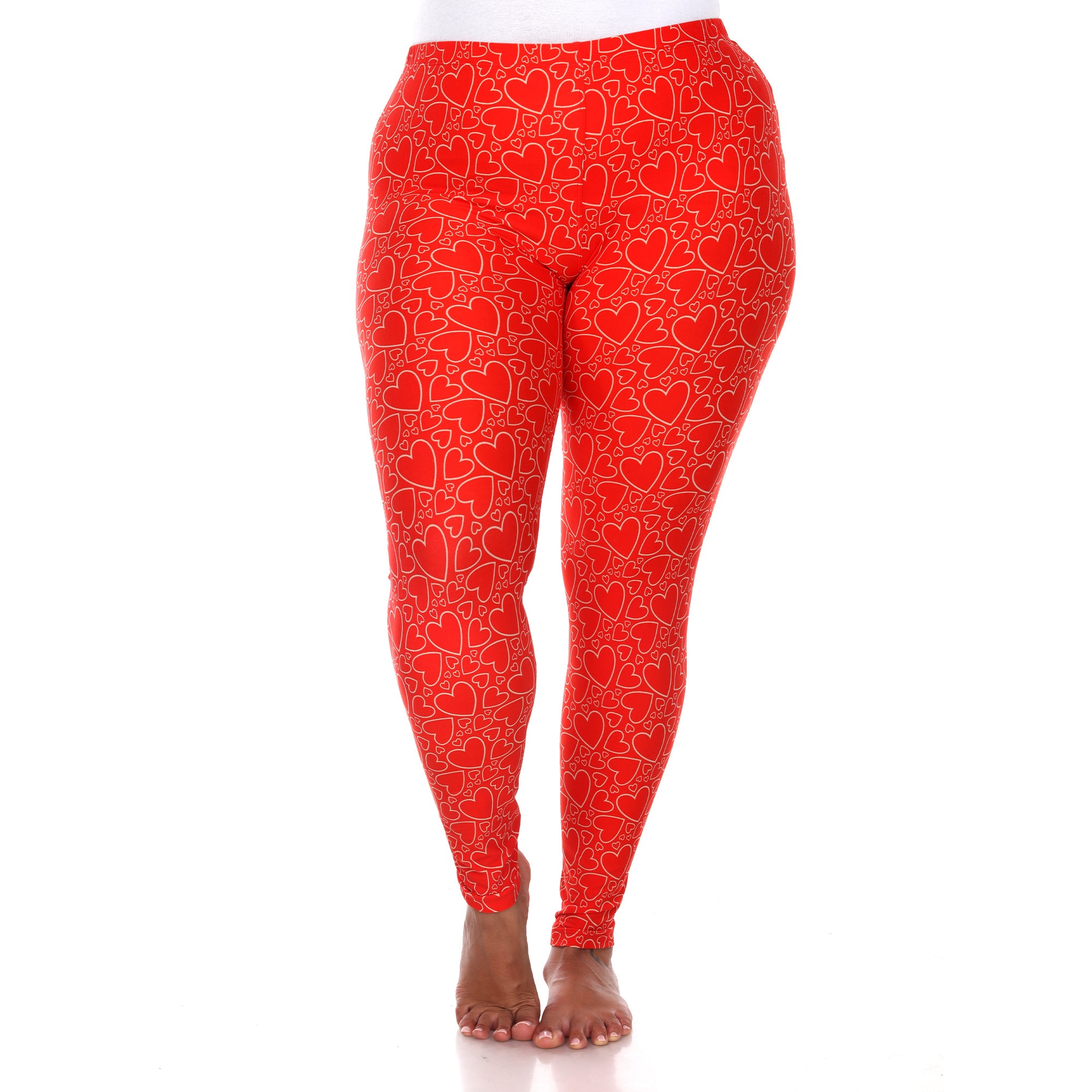  White Mark Plus Size Super Soft Heart Printed Leggings - one size - Bonton