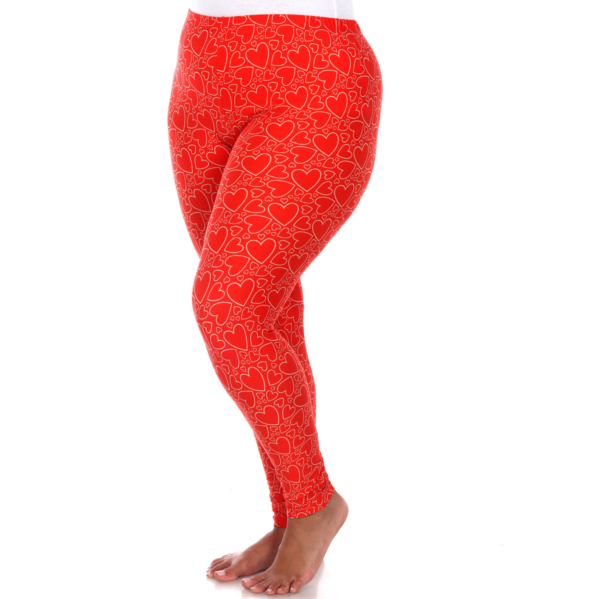  White Mark Plus Size Super Soft Heart Printed Leggings - one size - Bonton