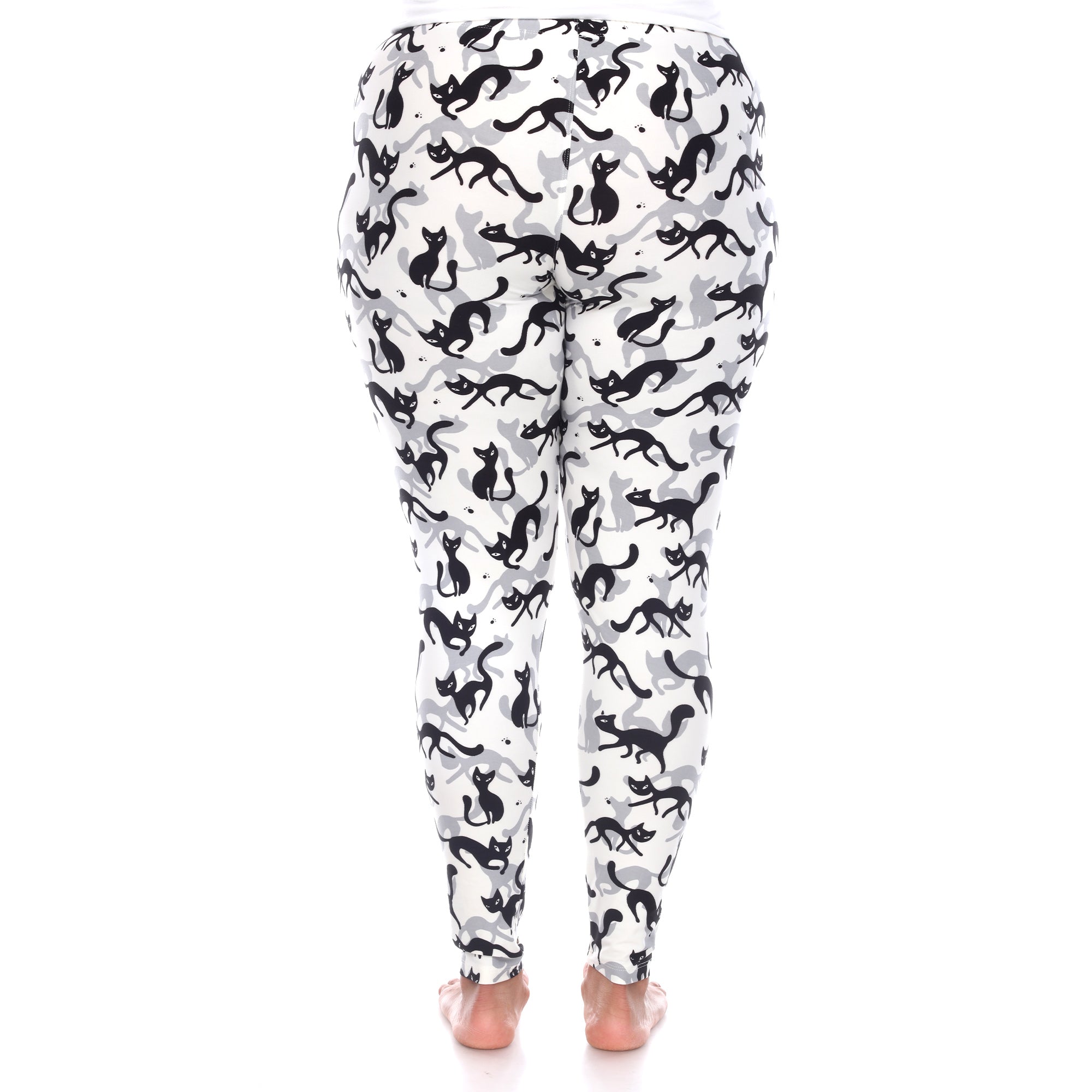  White Mark Plus Size Super Soft Cat Printed Leggings - one size - Bonton