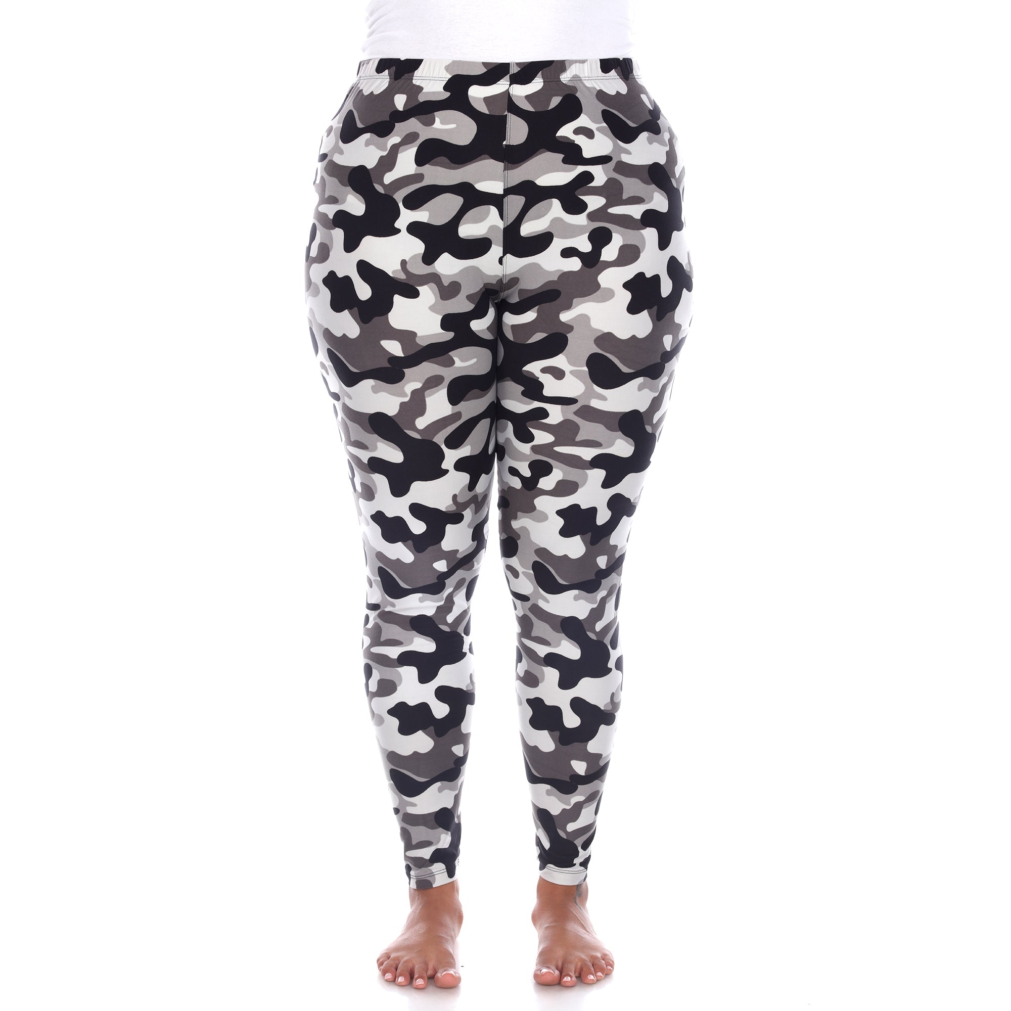  White Mark Plus Size Super Soft Camo Printed Leggings - one size - Bonton