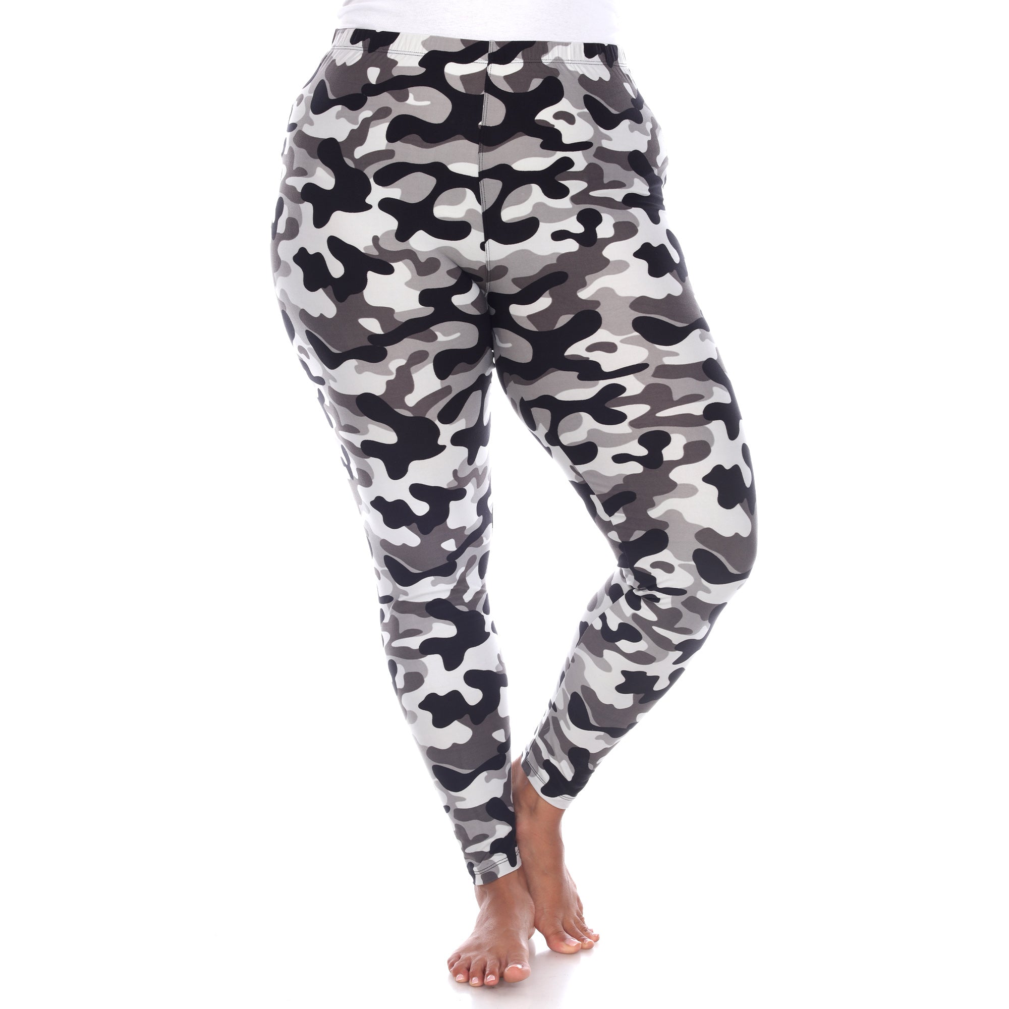  White Mark Plus Size Super Soft Camo Printed Leggings - one size - Bonton