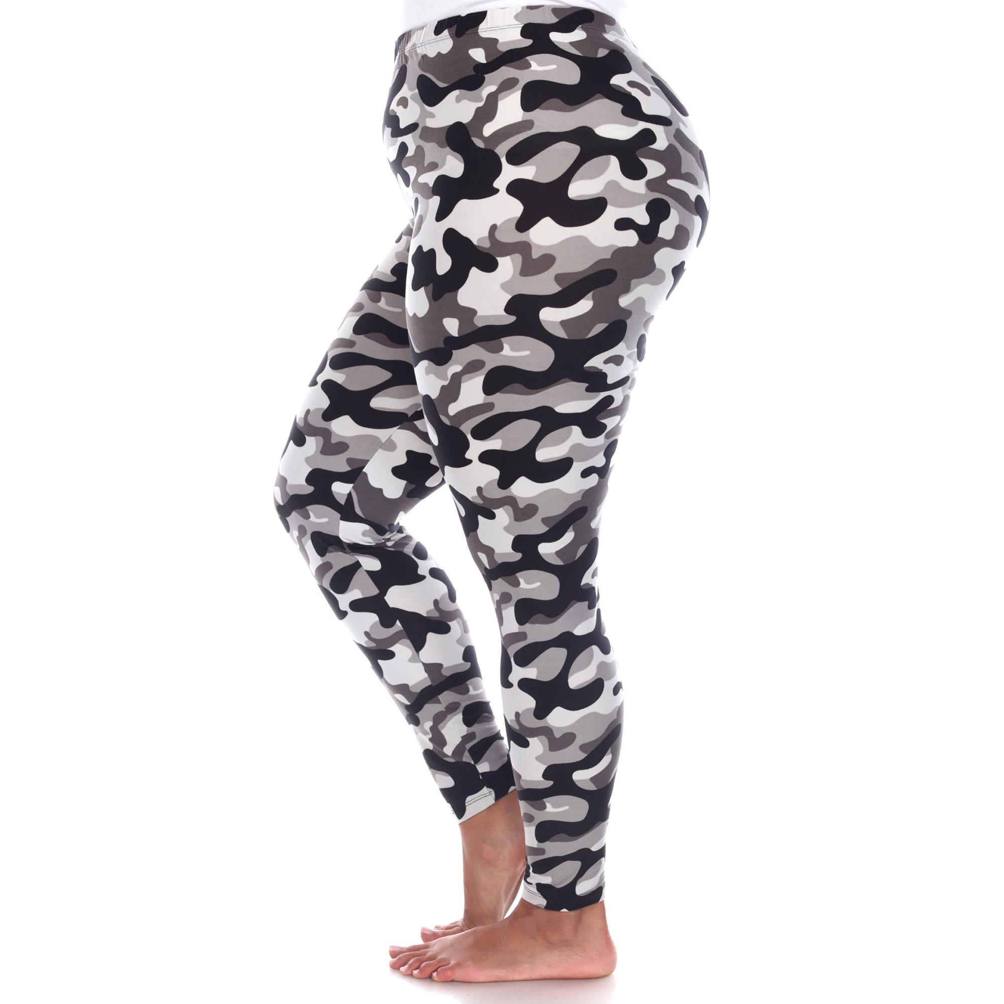  White Mark Plus Size Super Soft Camo Printed Leggings - one size - Bonton