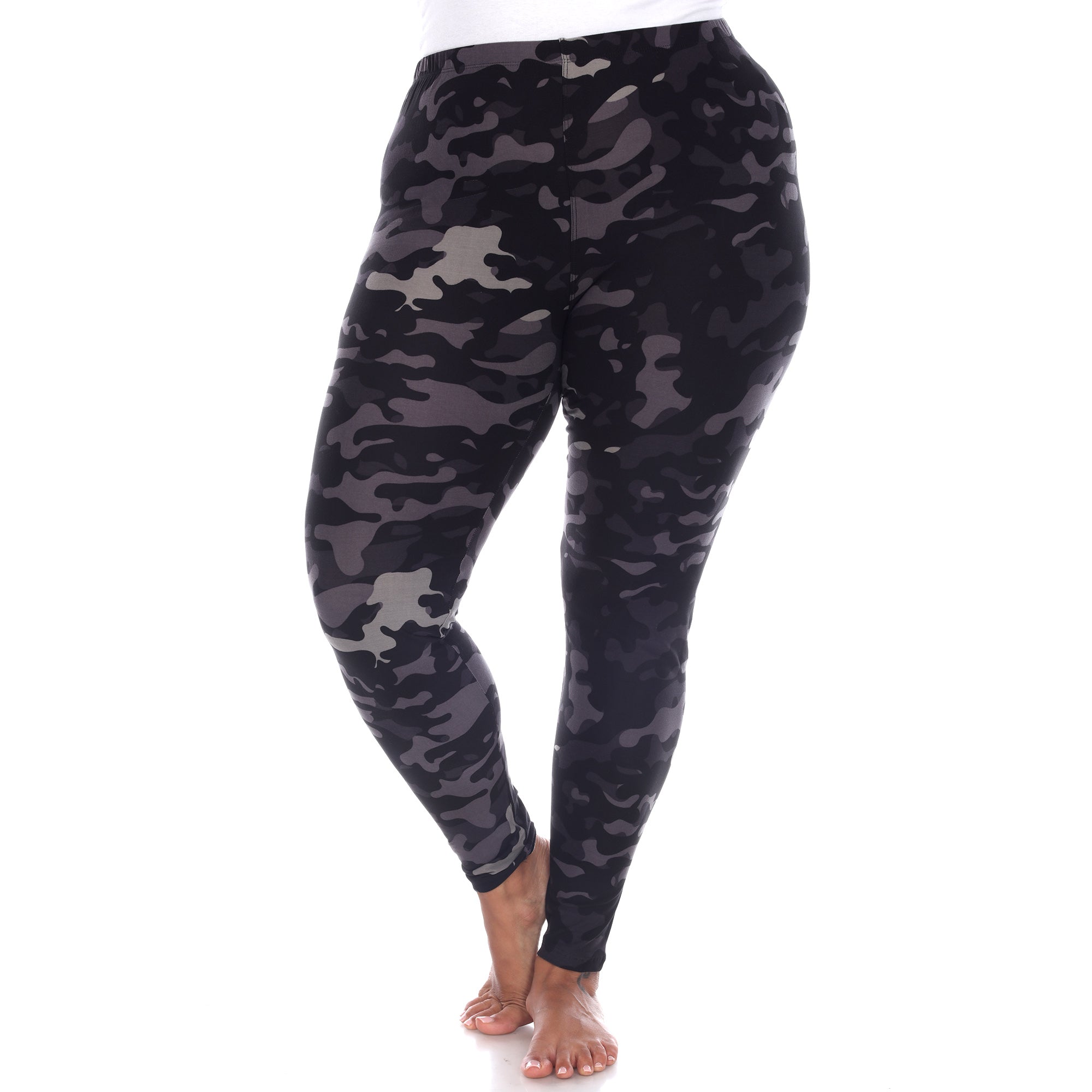  White Mark Plus Size Super Soft Camo Printed Leggings - one size - Bonton