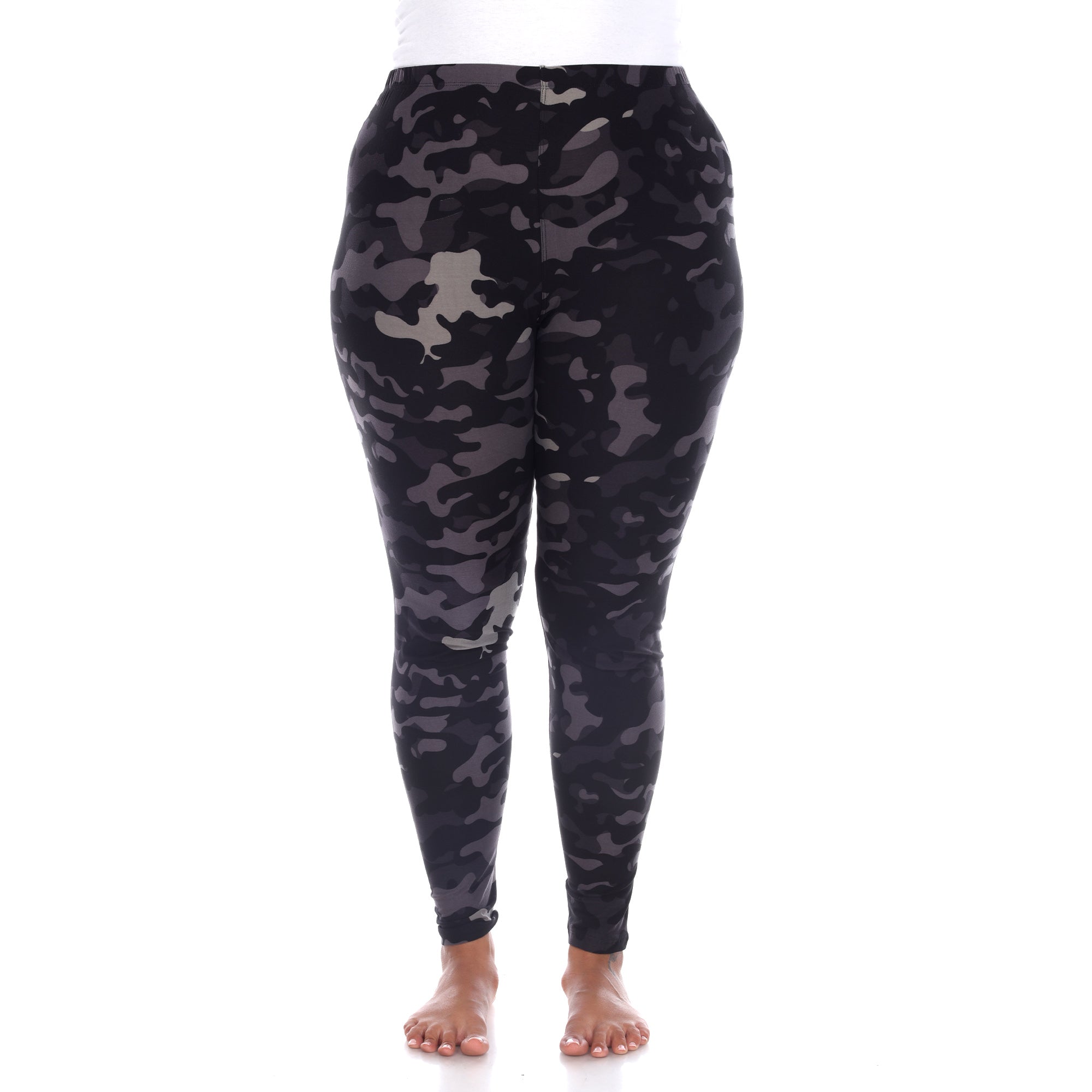  White Mark Plus Size Super Soft Camo Printed Leggings - one size - Bonton