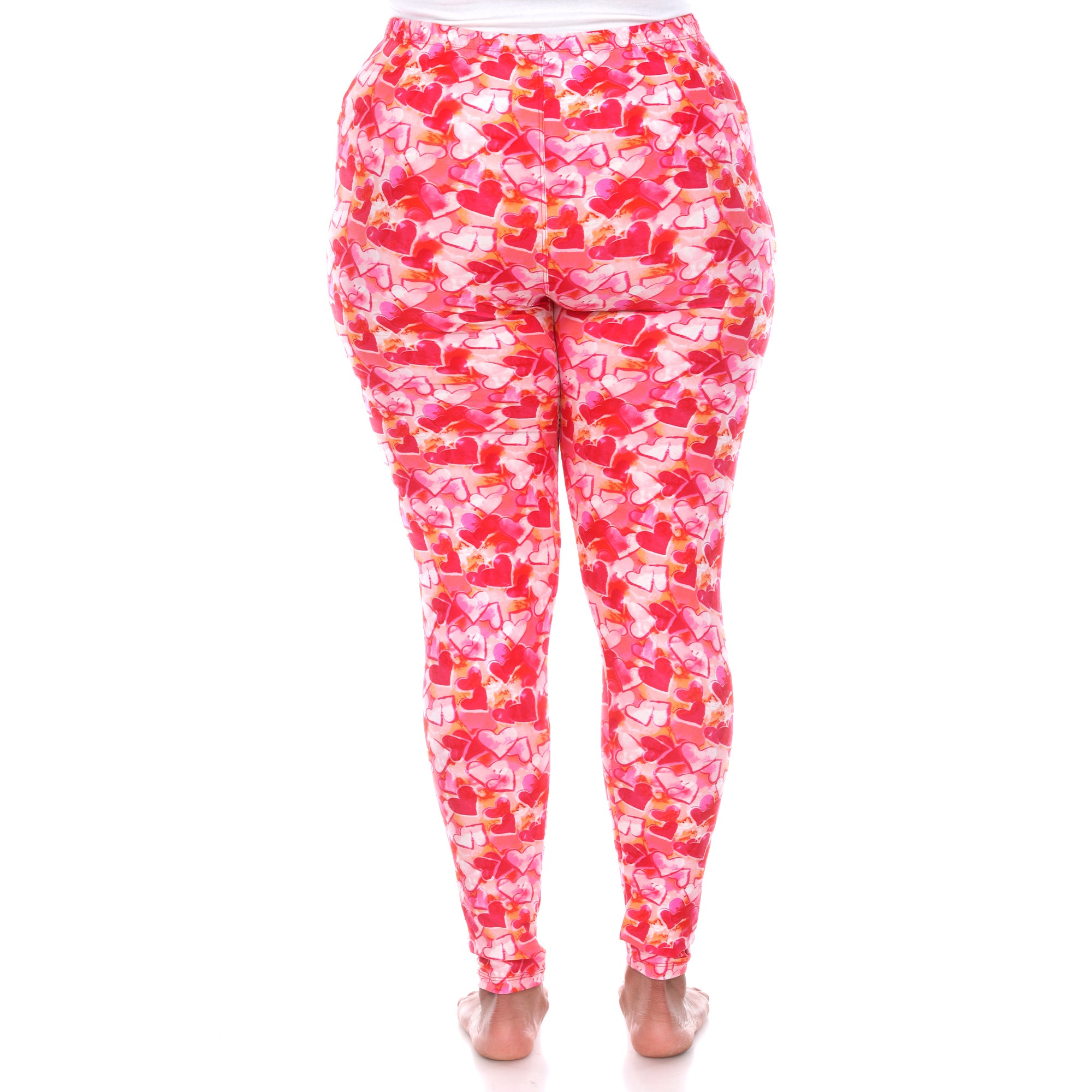  White Mark Plus Size Super Soft Heart Printed Leggings - one size - Bonton