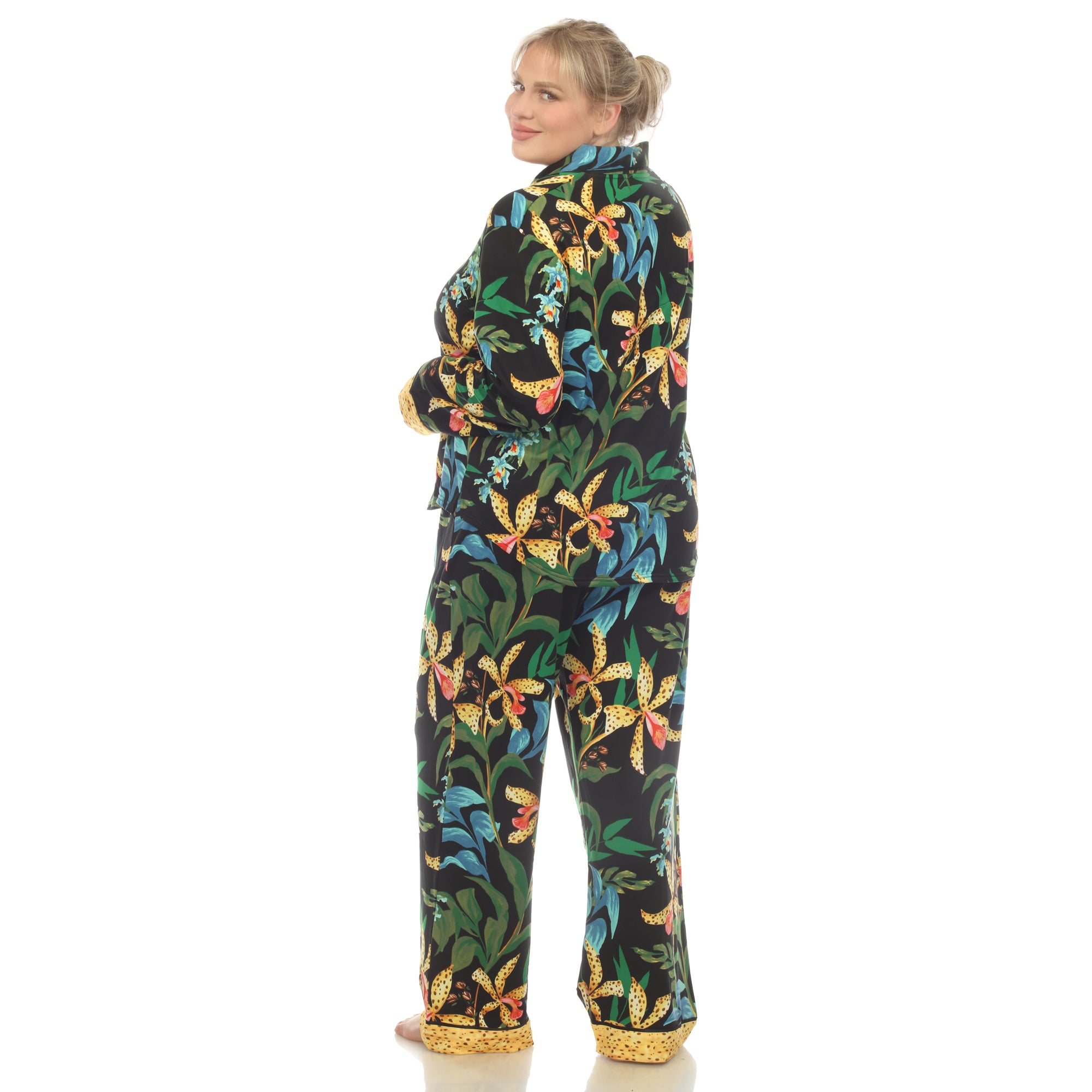  White Mark Plus Size Two Piece Wildflower Print Pajama Set - 3X - Bonton