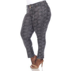 Plus Size Faux Suede Snake Print Pants