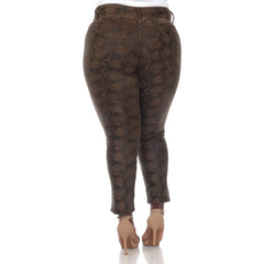 Plus Size Faux Suede Snake Print Pants
