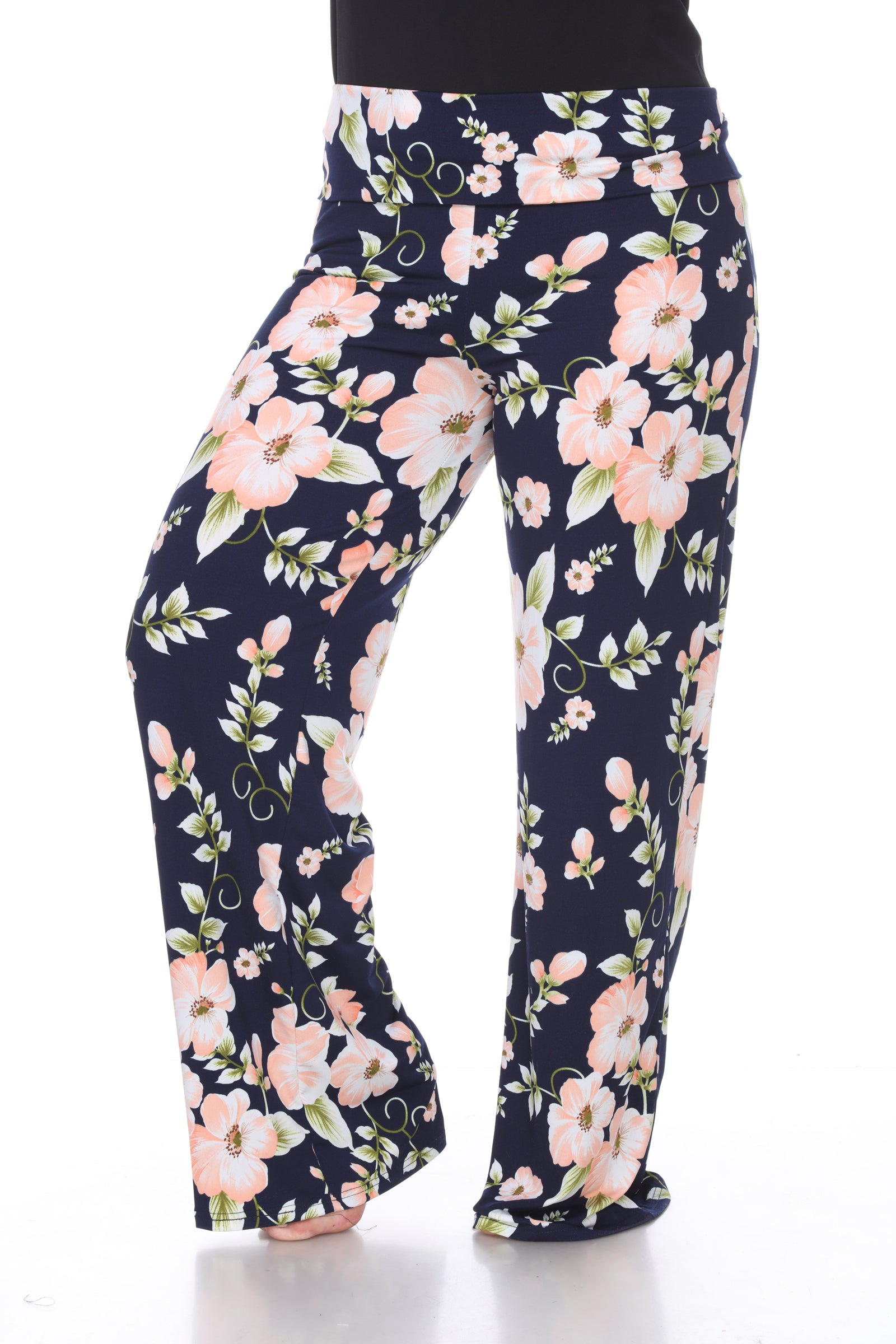  White Mark Floral Print Plus Size Palazzo Pants - 1x - Bonton