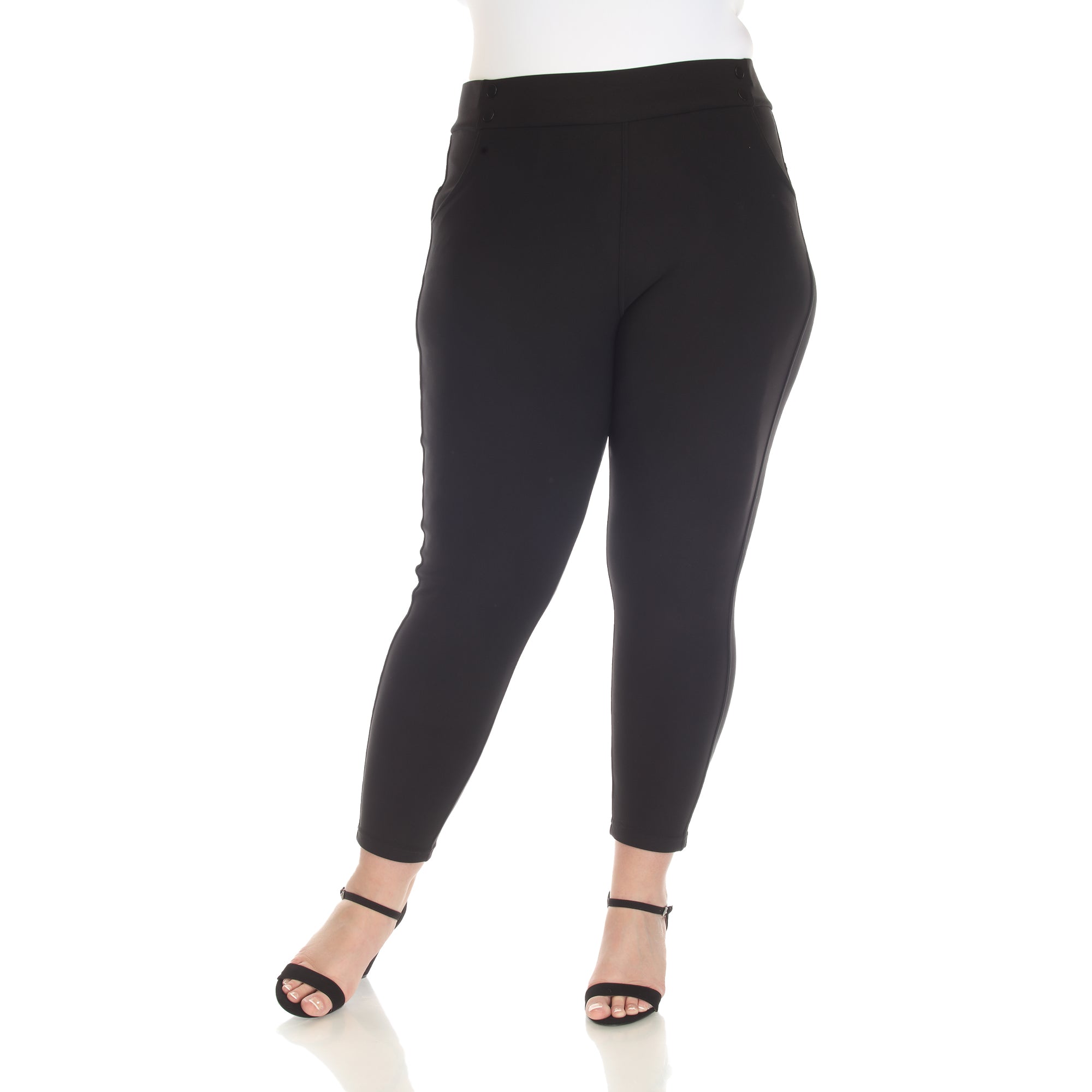  White Mark Plus Size Super Soft Elastic Waistband Scuba Pants - 3X - Bonton