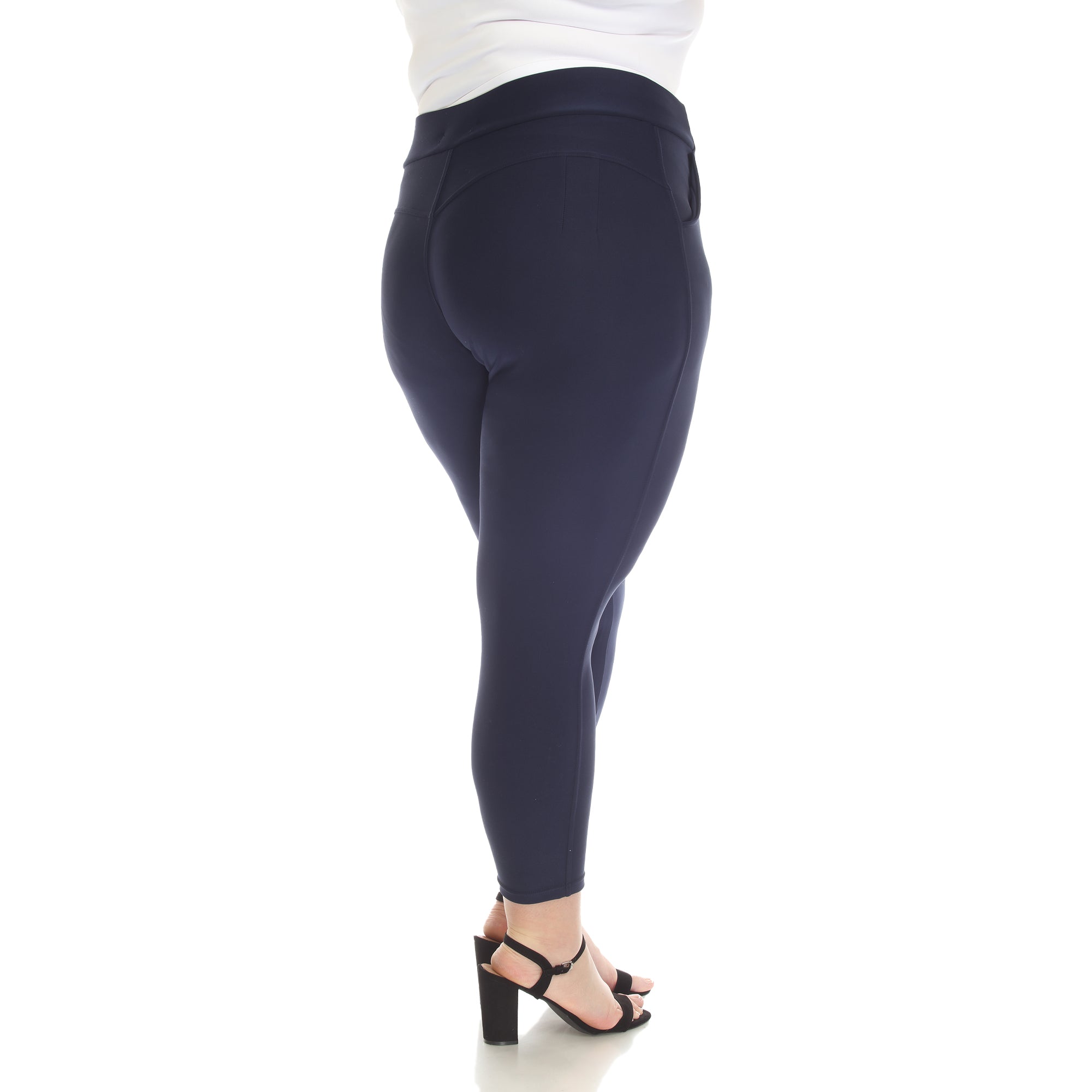  White Mark Plus Size Super Soft Elastic Waistband Scuba Pants - 3X - Bonton