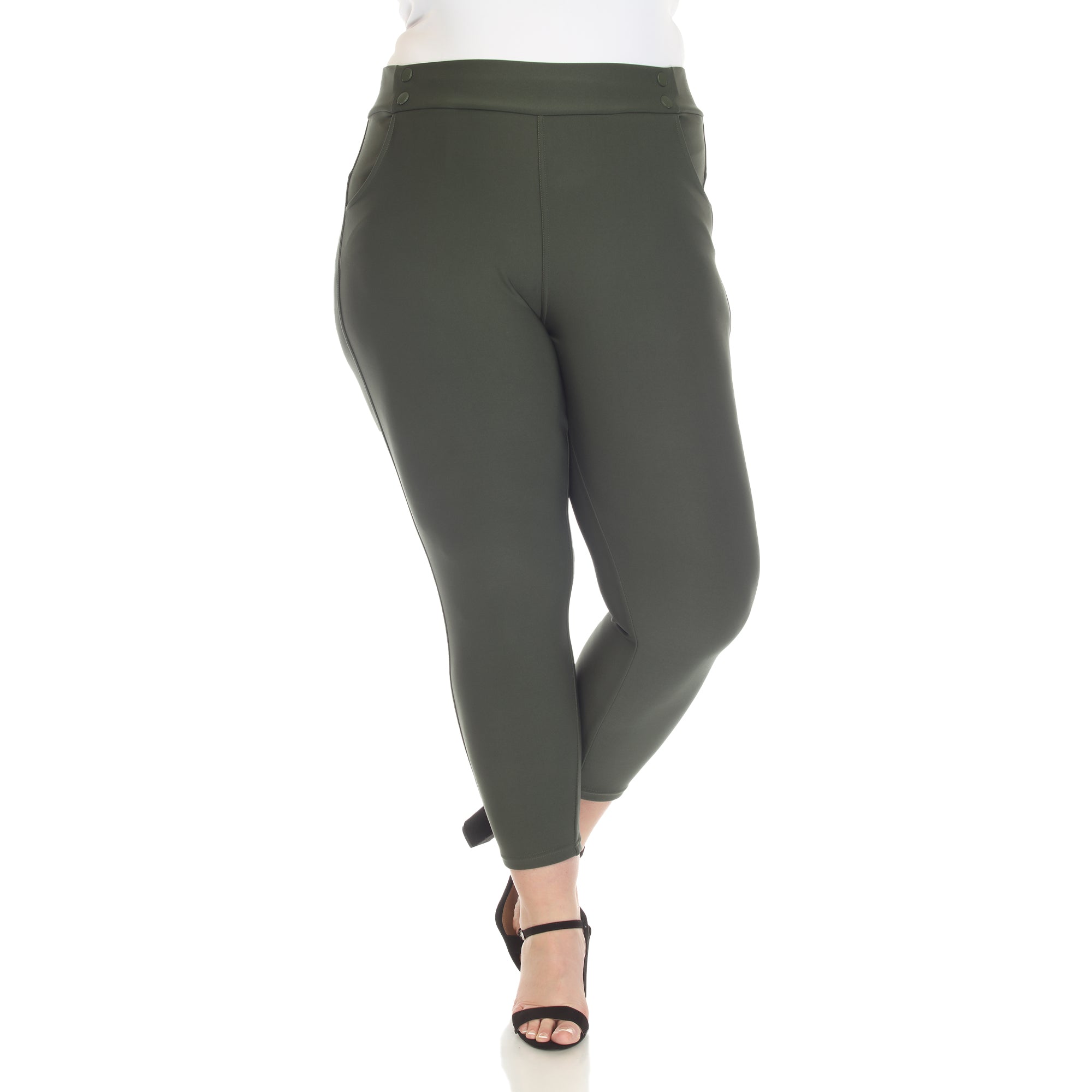 White Mark Plus Size Super Soft Elastic Waistband Scuba Pants - 3X - Bonton