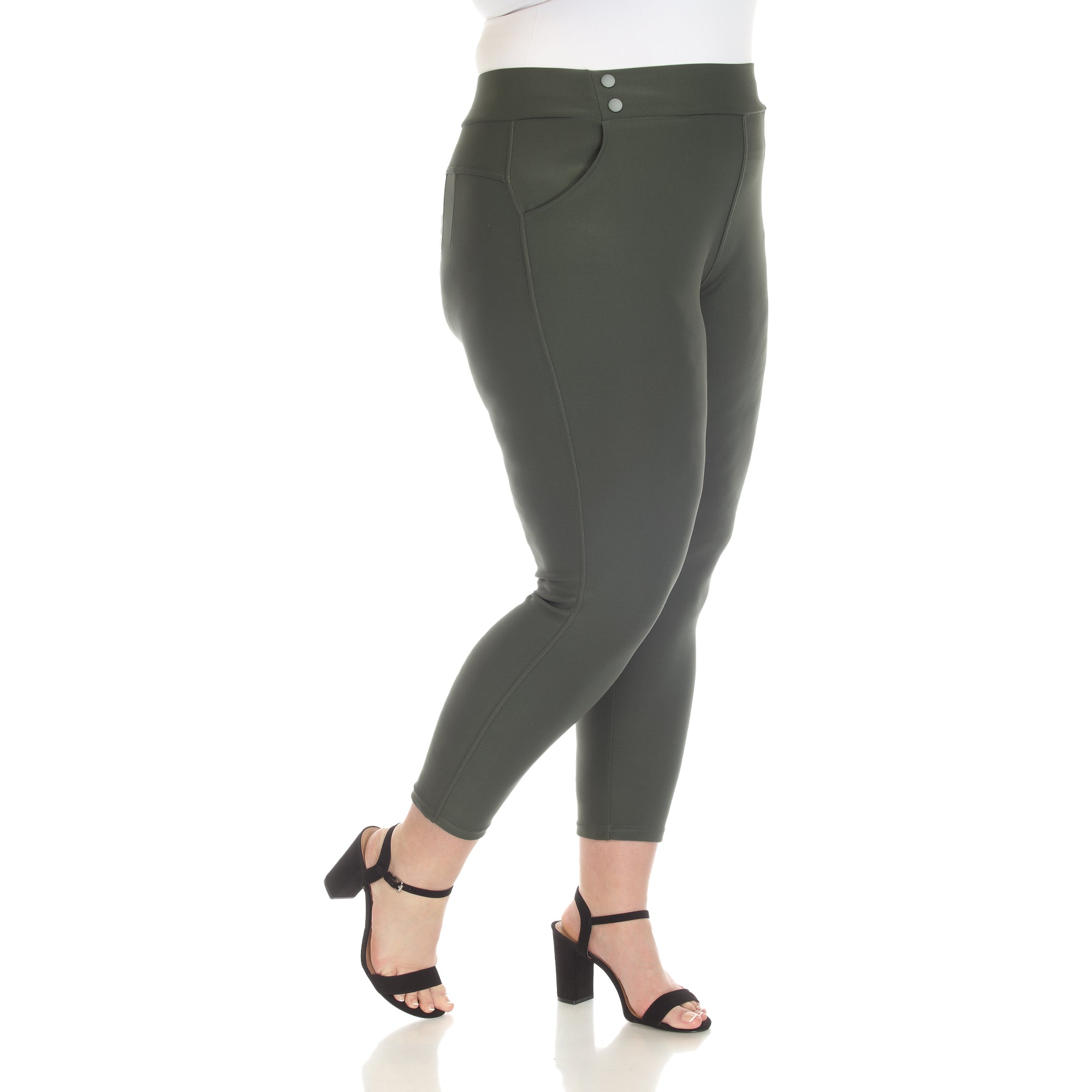  White Mark Plus Size Super Soft Elastic Waistband Scuba Pants - 3X - Bonton