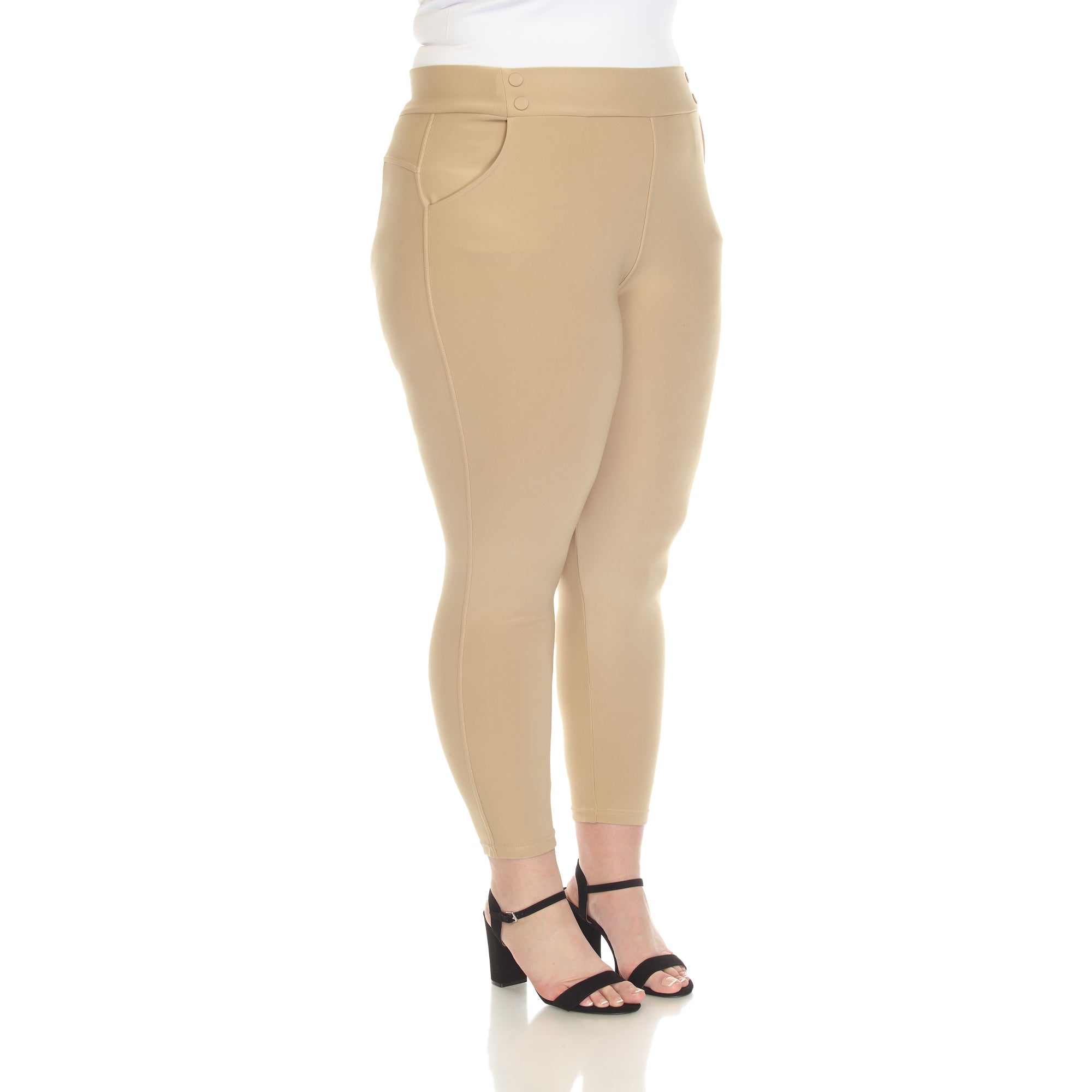  White Mark Plus Size Super Soft Elastic Waistband Scuba Pants - 3X - Bonton