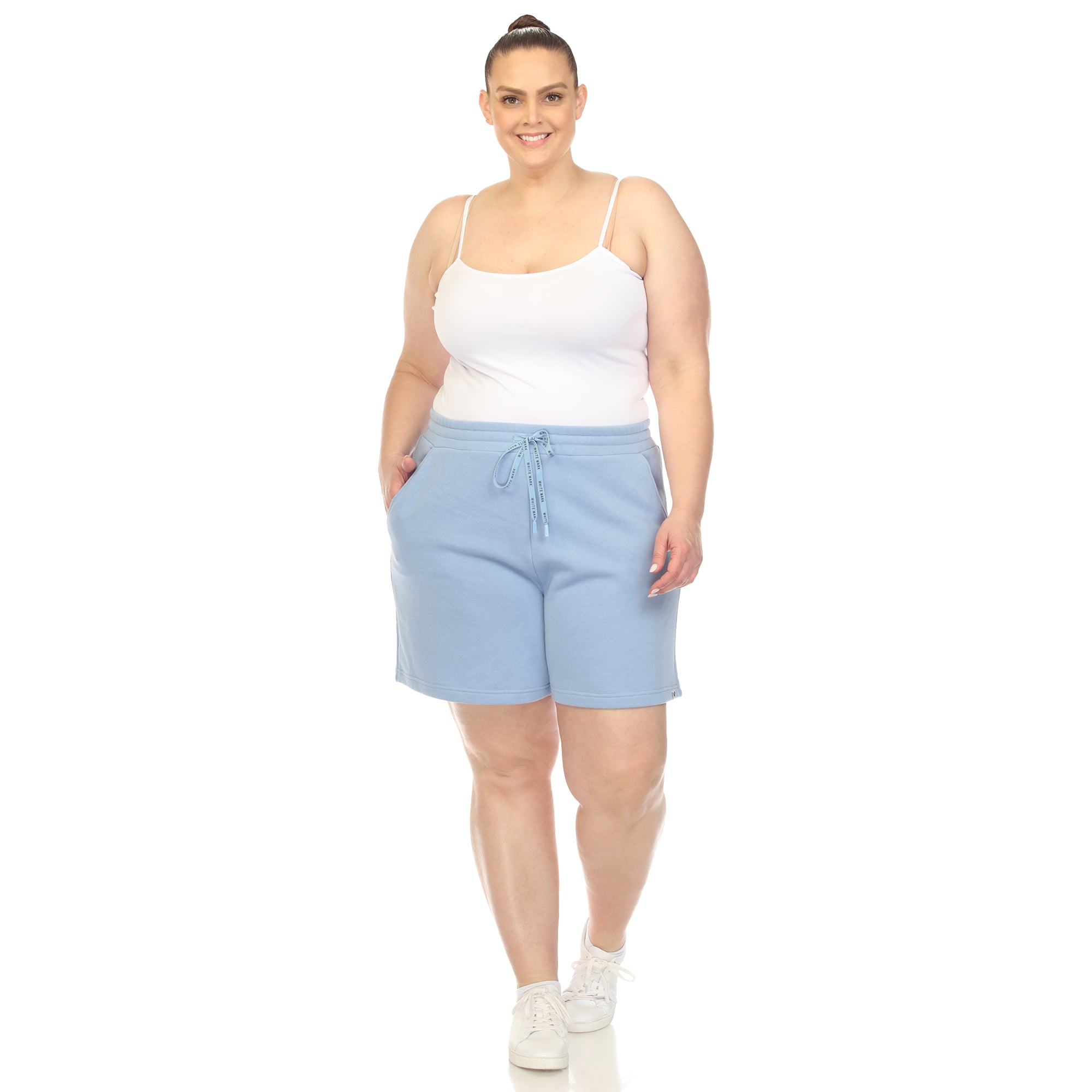  White Mark Plus Size Super Soft Drawstring Waistband Sweat Short - 3X - Bonton