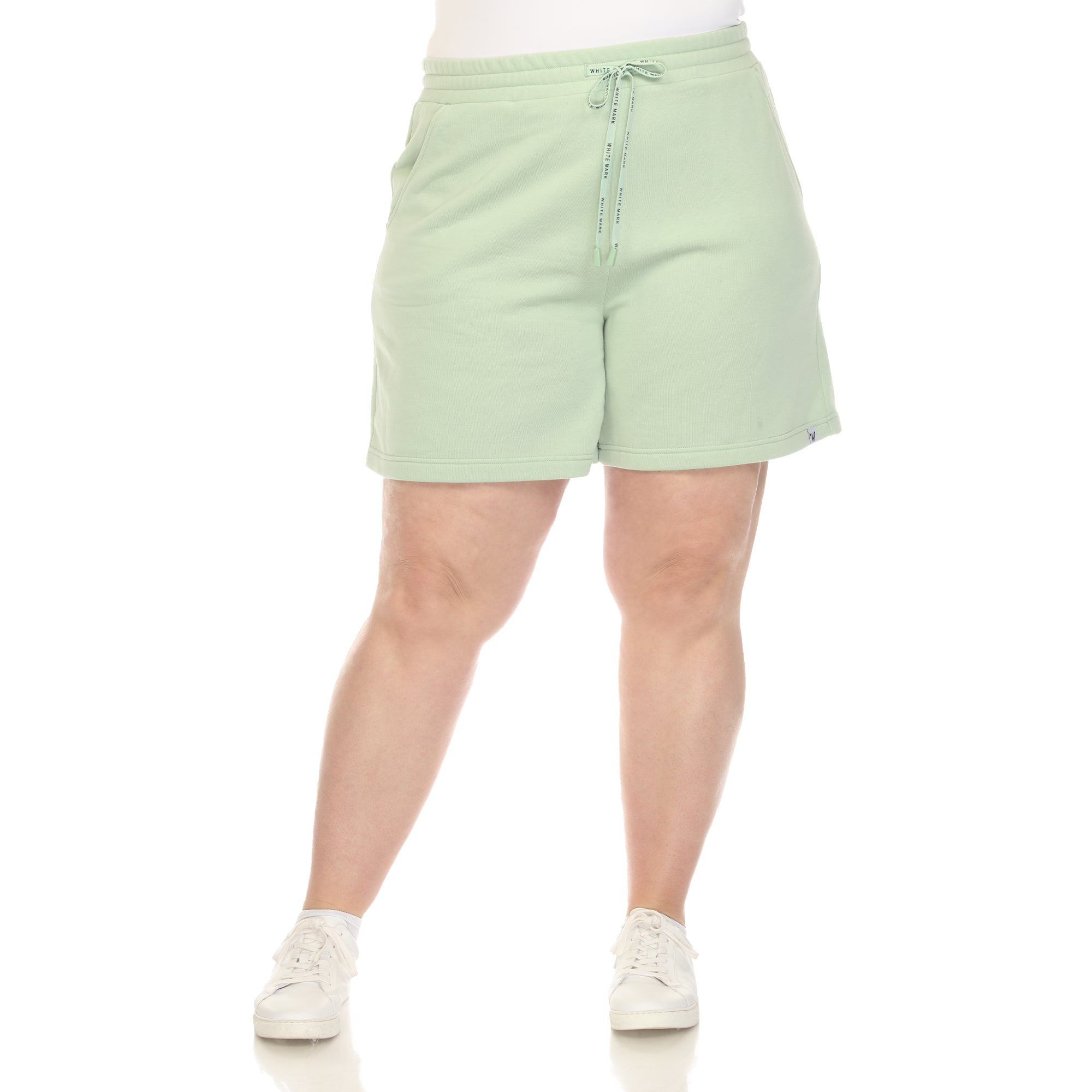  White Mark Plus Size Super Soft Drawstring Waistband Sweat Short - 3X - Bonton