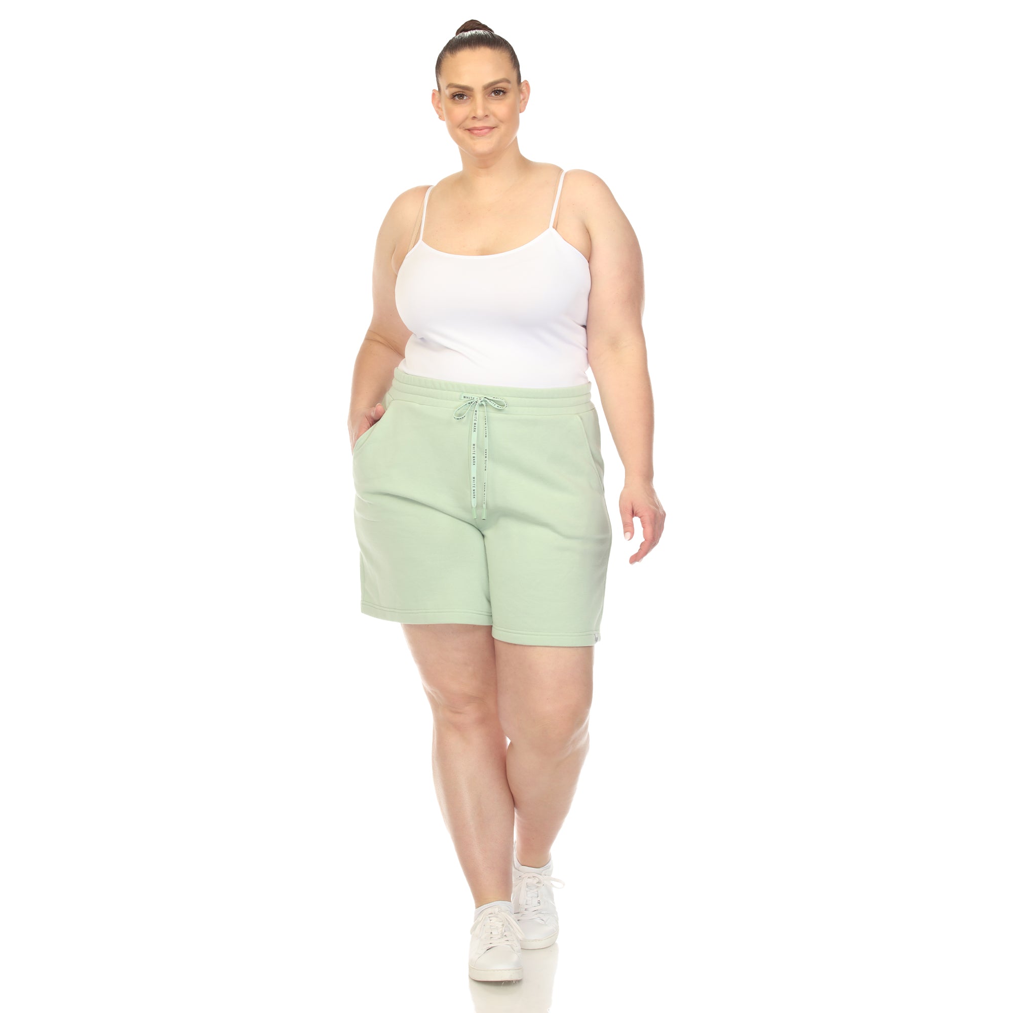  White Mark Plus Size Super Soft Drawstring Waistband Sweat Short - 3X - Bonton