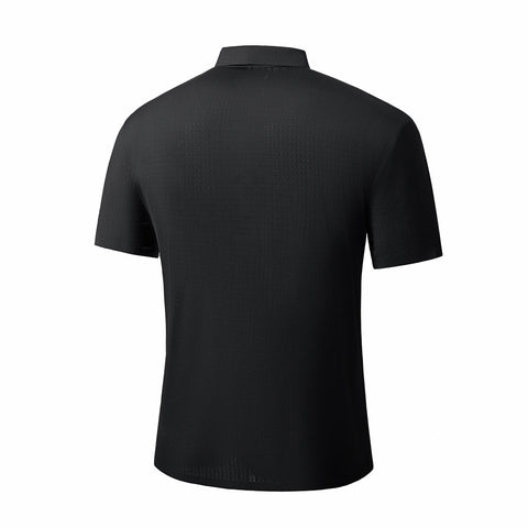 Grid Texture Stitchless Polo BLACK