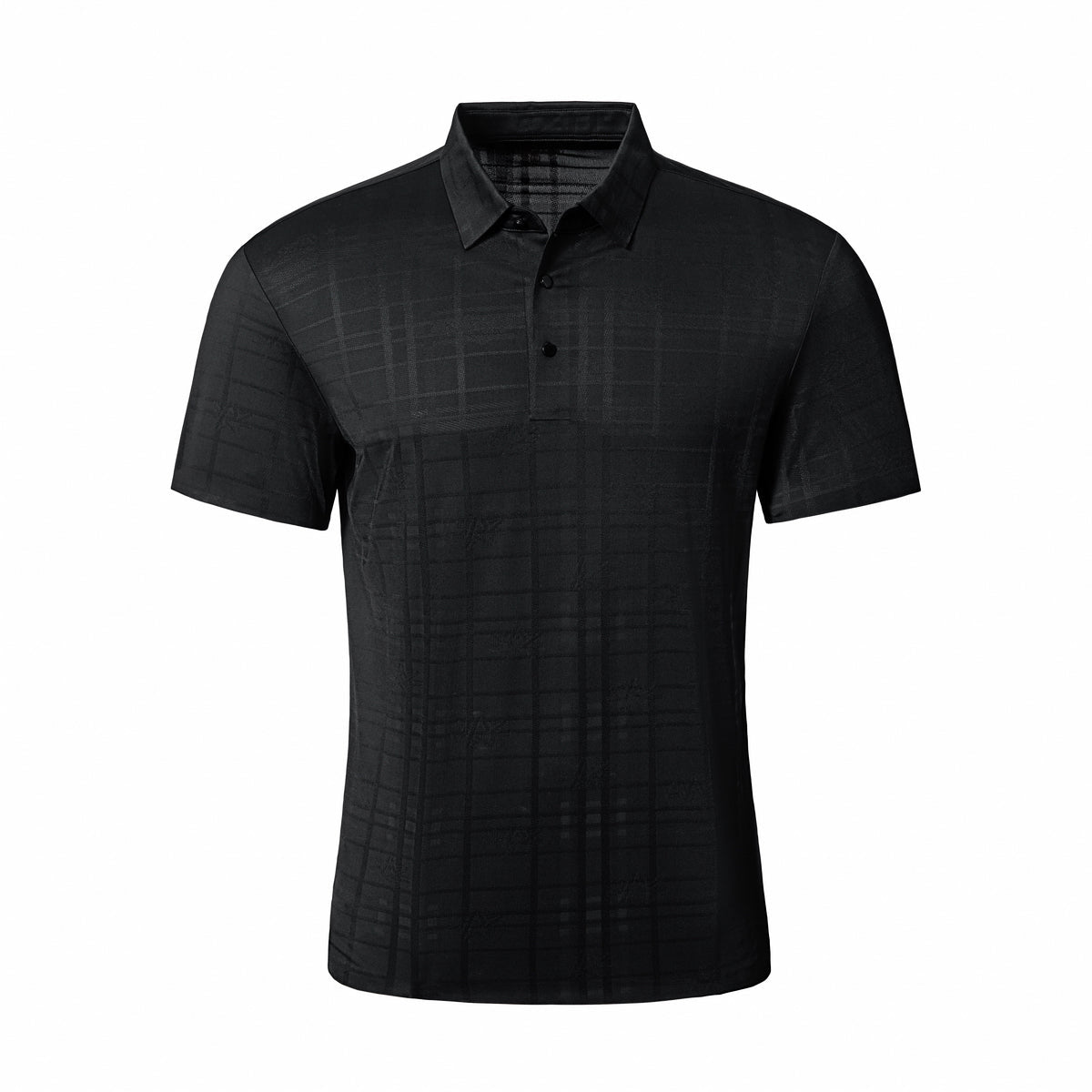  Barocco Shadow Plaid Stitchless Men's Polo Black - BLACK - Bonton