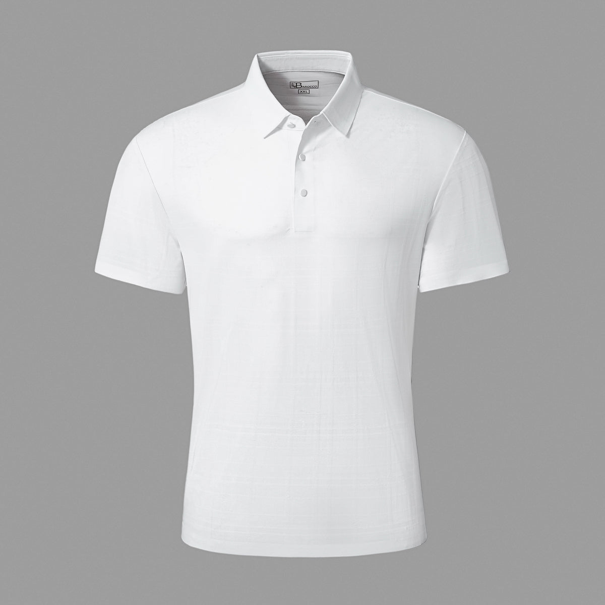  Barocco Shadow Plaid Stitchless Men's Polo White - WHITE - Bonton