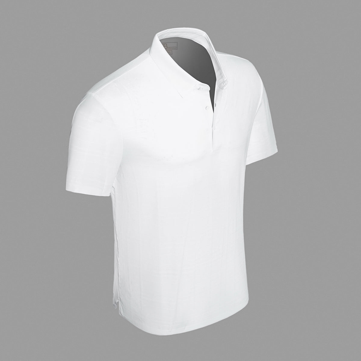  Barocco Shadow Plaid Stitchless Men's Polo White - WHITE - Bonton