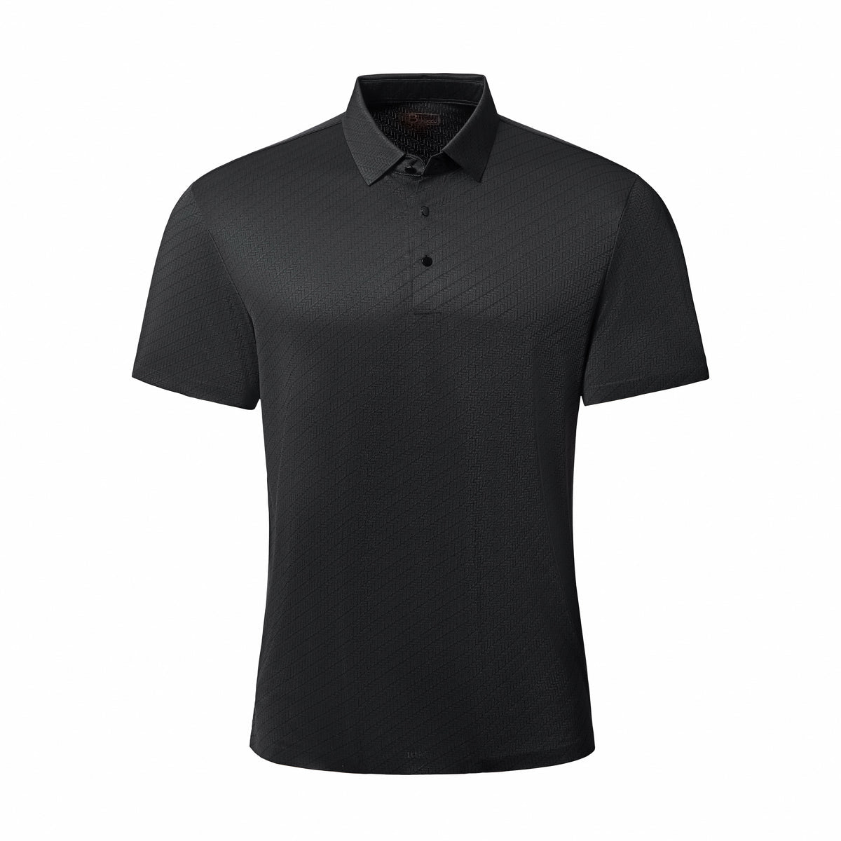  Barocco Diagonal Texture Stitchless Men's Polo Black - BLACK - Bonton