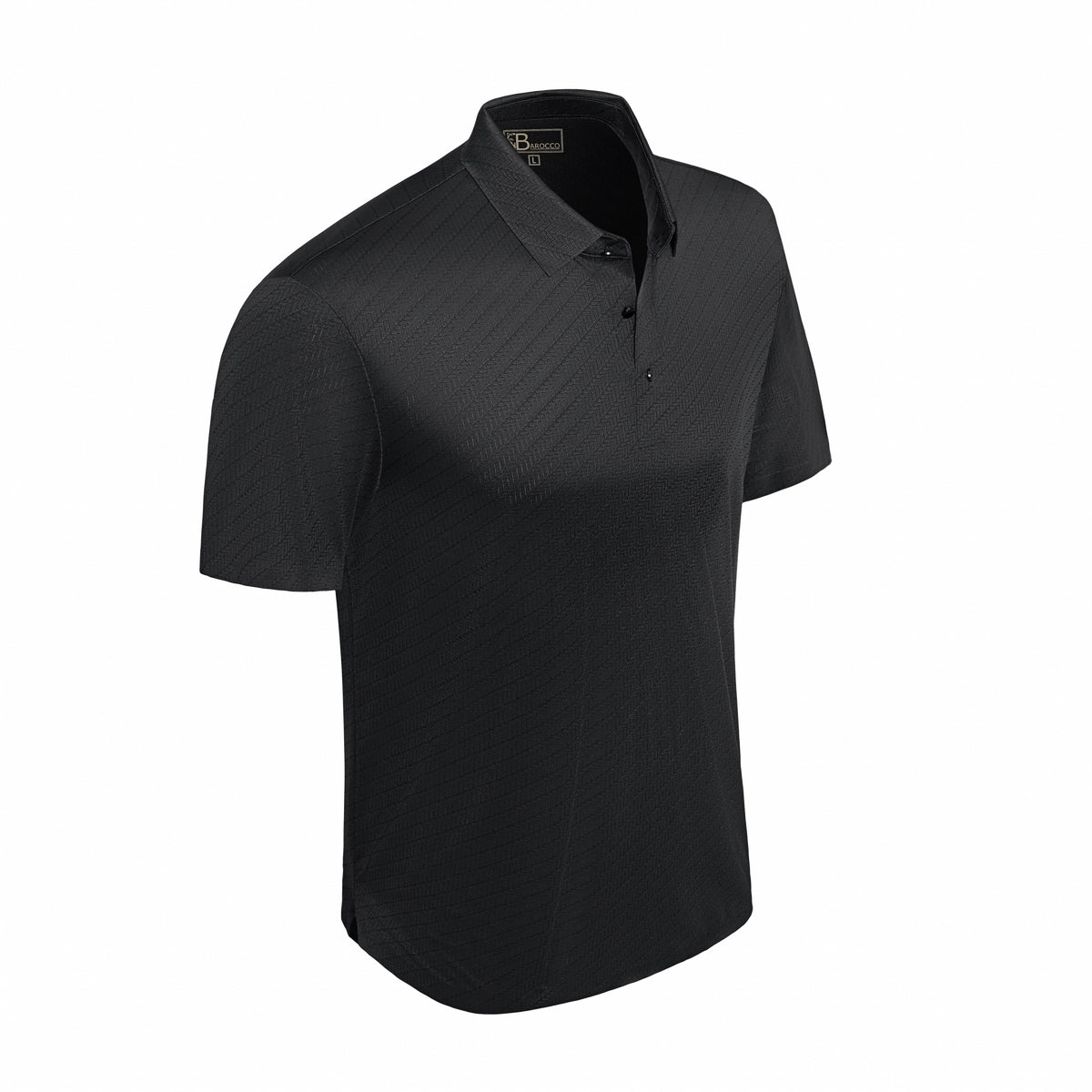  Barocco Diagonal Texture Stitchless Men's Polo Black - BLACK - Bonton