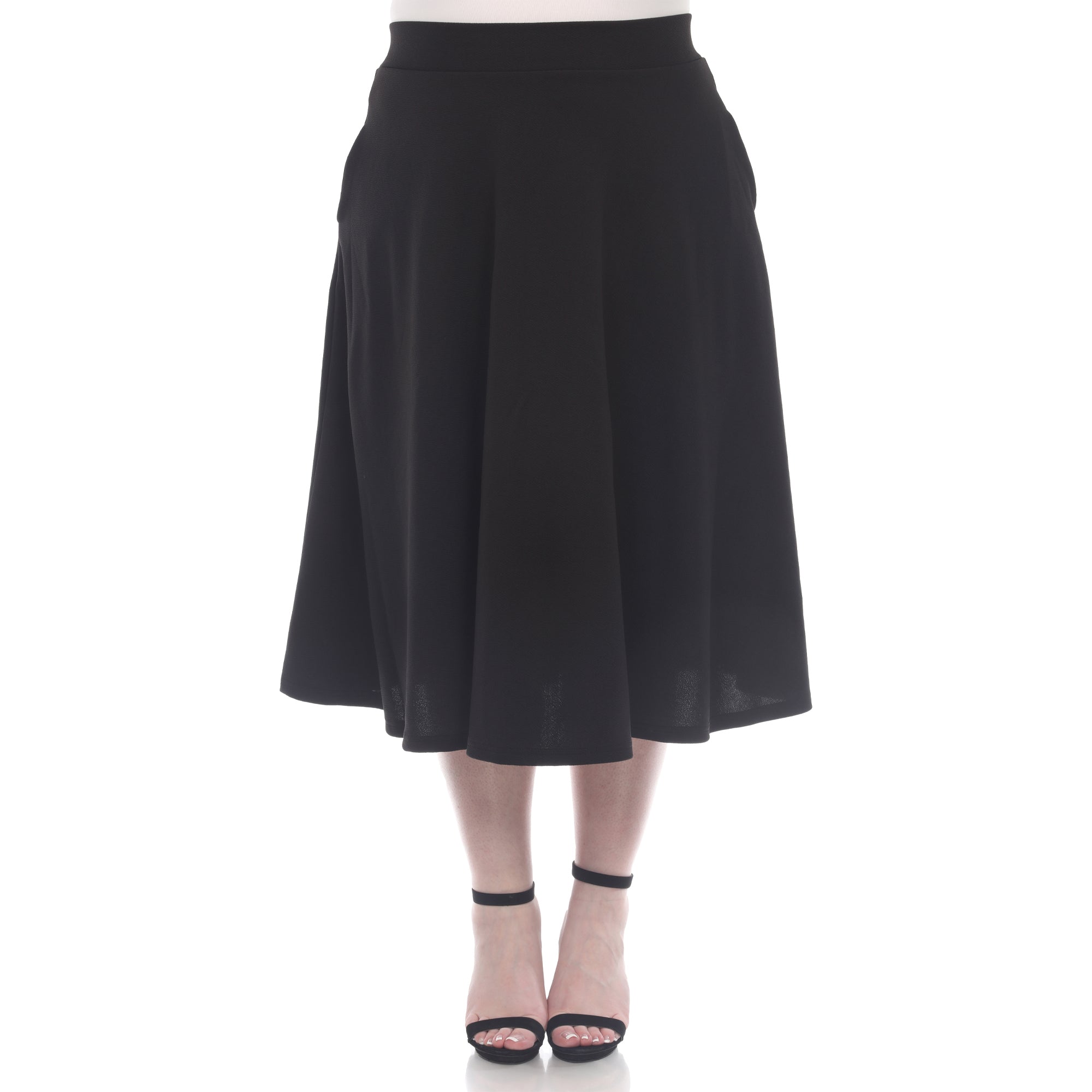  White Mark Plus 'Tasmin' Flare Midi Skirts - 1X - Bonton