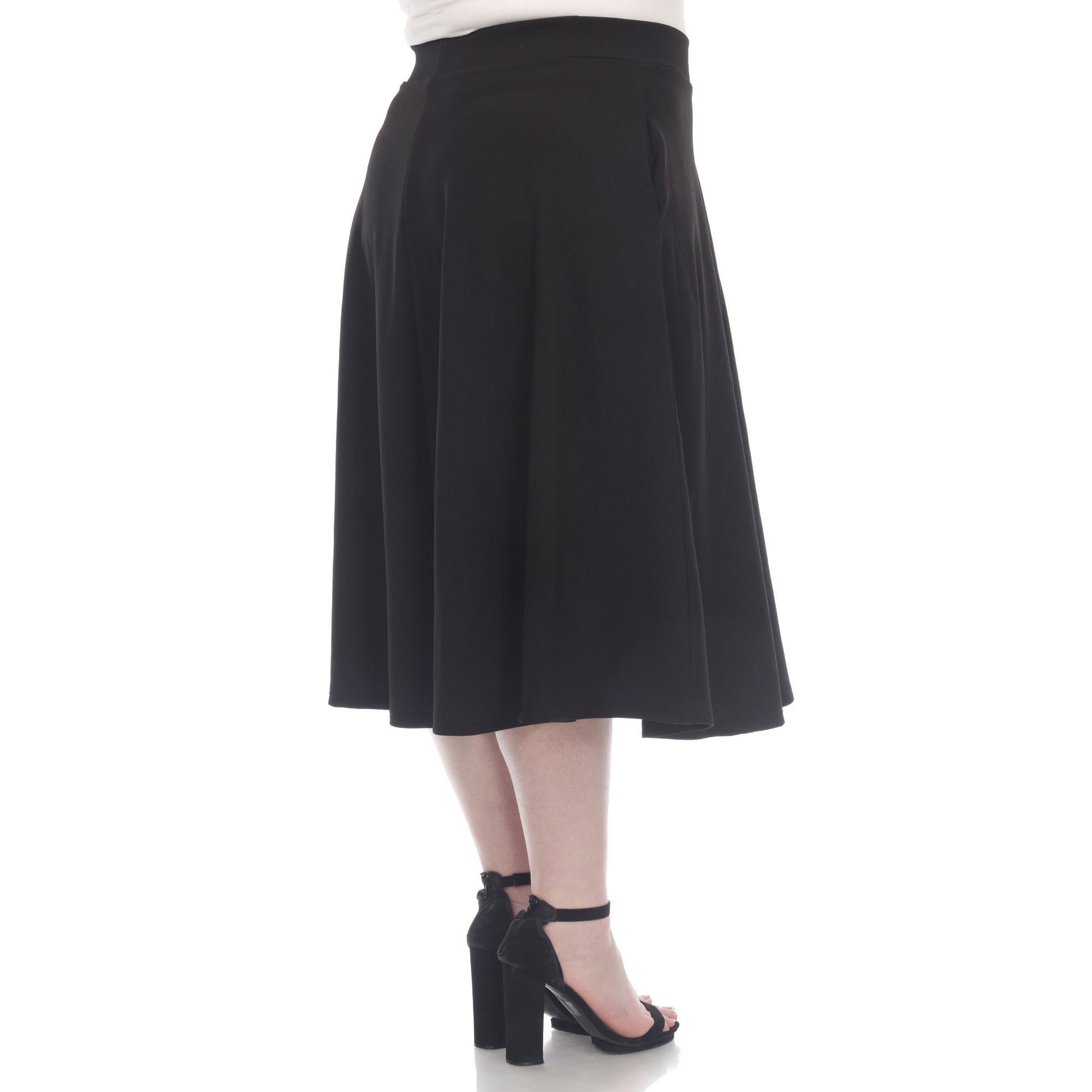  White Mark Plus 'Tasmin' Flare Midi Skirts - 1X - Bonton