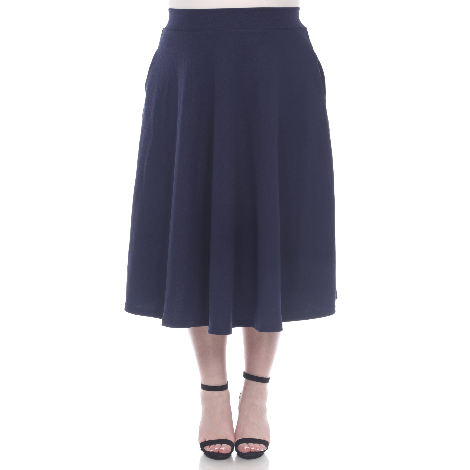  White Mark Plus 'Tasmin' Flare Midi Skirts - 1X - Bonton