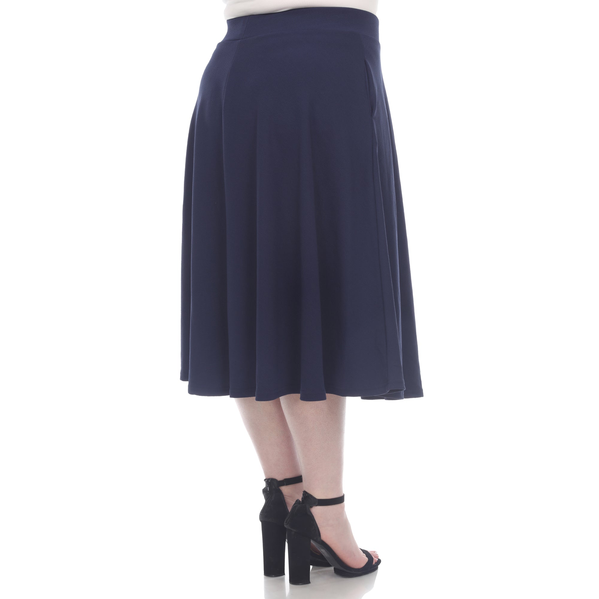  White Mark Plus 'Tasmin' Flare Midi Skirts - 1X - Bonton