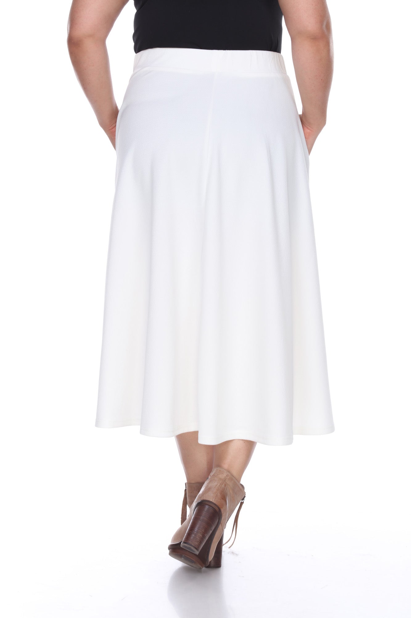  White Mark Plus 'Tasmin' Flare Midi Skirts - 1X - Bonton