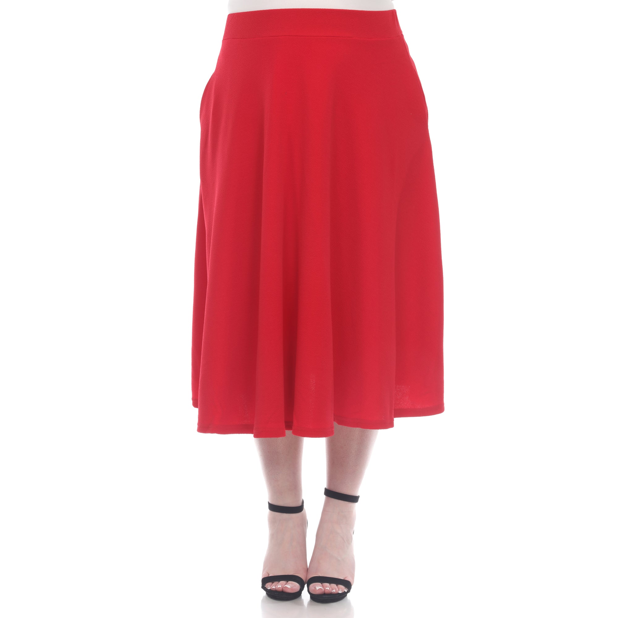  White Mark Plus 'Tasmin' Flare Midi Skirts - 1X - Bonton