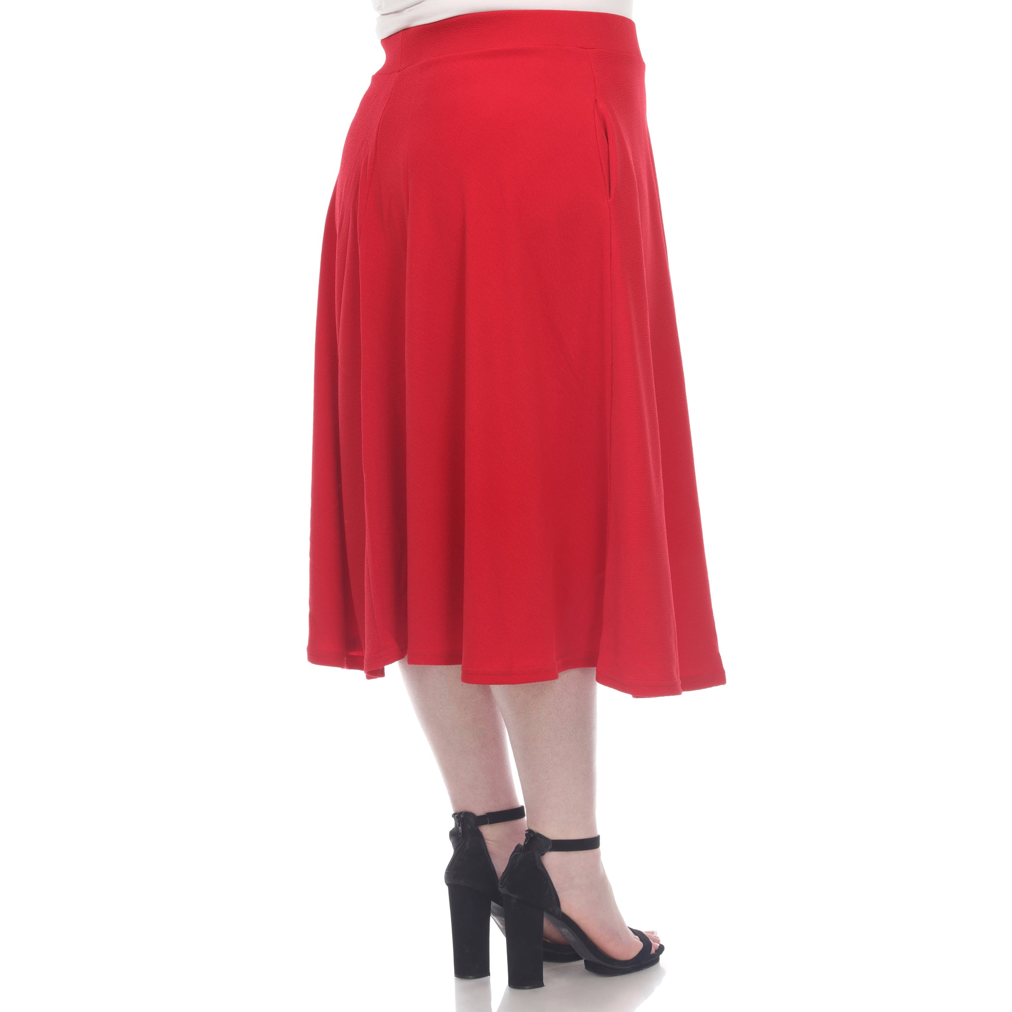  White Mark Plus 'Tasmin' Flare Midi Skirts - 1X - Bonton