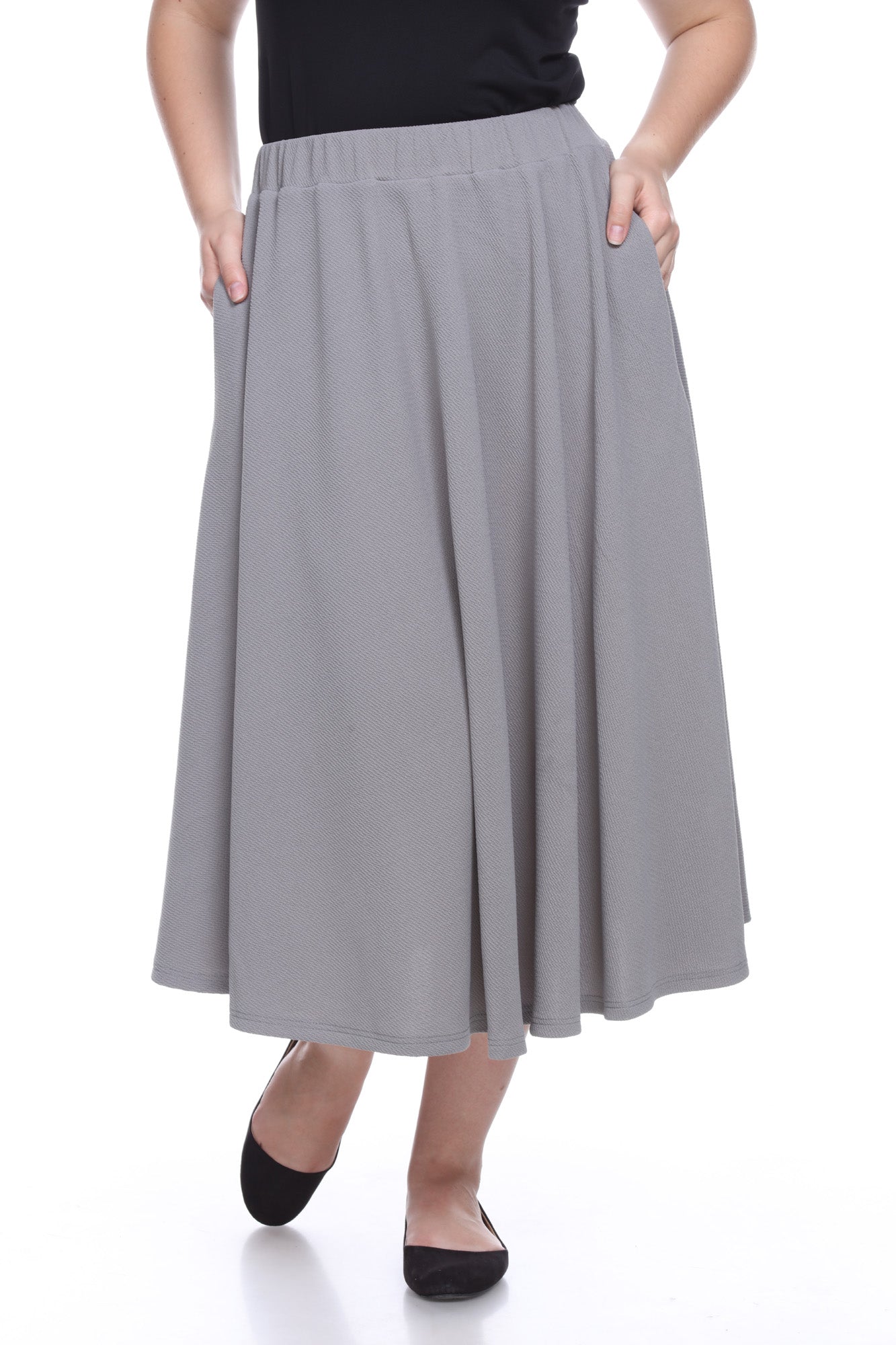  White Mark Plus 'Tasmin' Flare Midi Skirts - 1X - Bonton