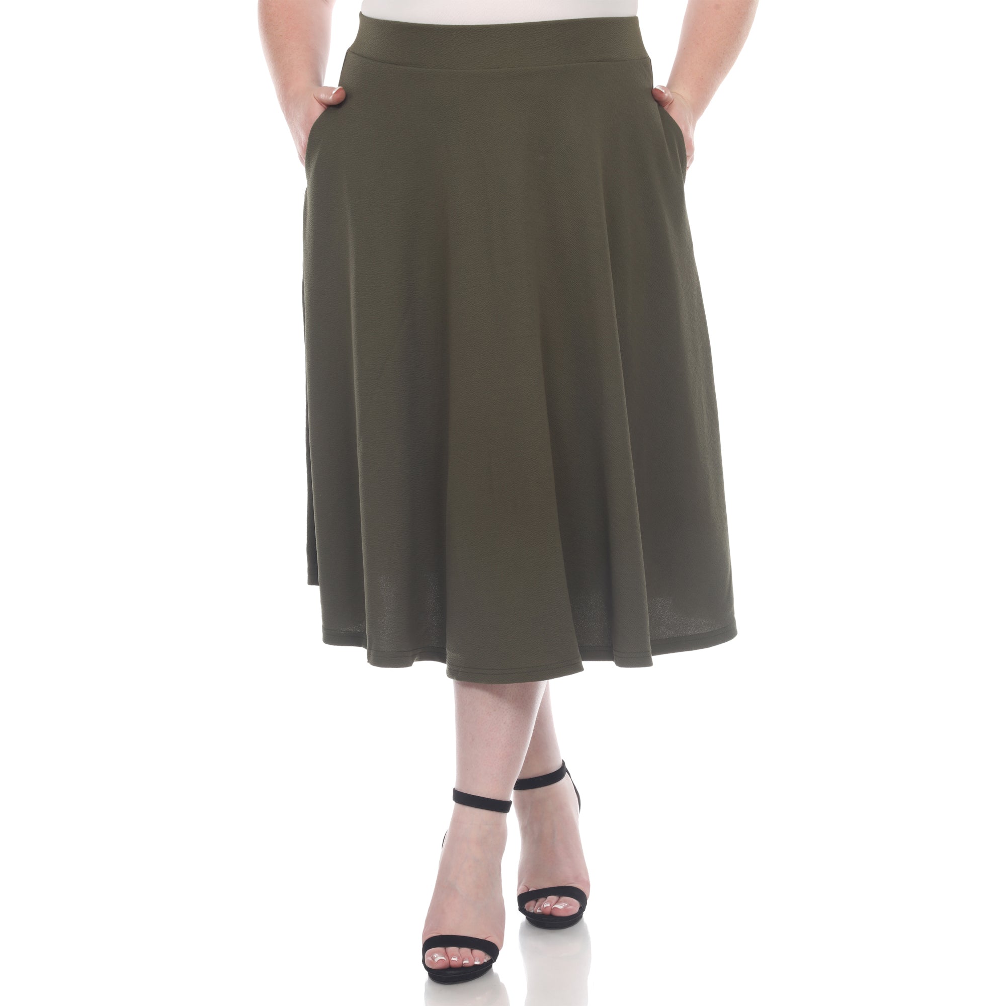  White Mark Plus 'Tasmin' Flare Midi Skirts - 1X - Bonton